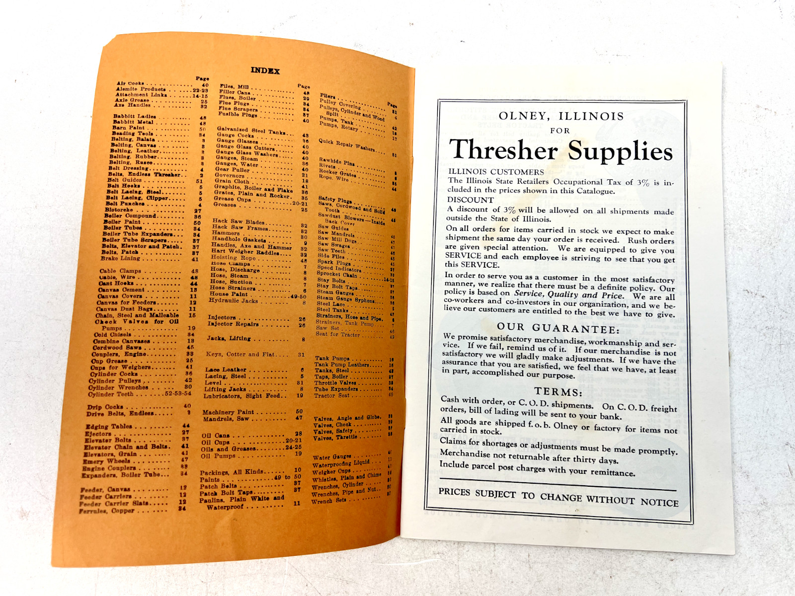 VTG 1938 & 1939 Thresher & Mill Supply Catalogue – Hudson-Hill & Co. – Olney, IL