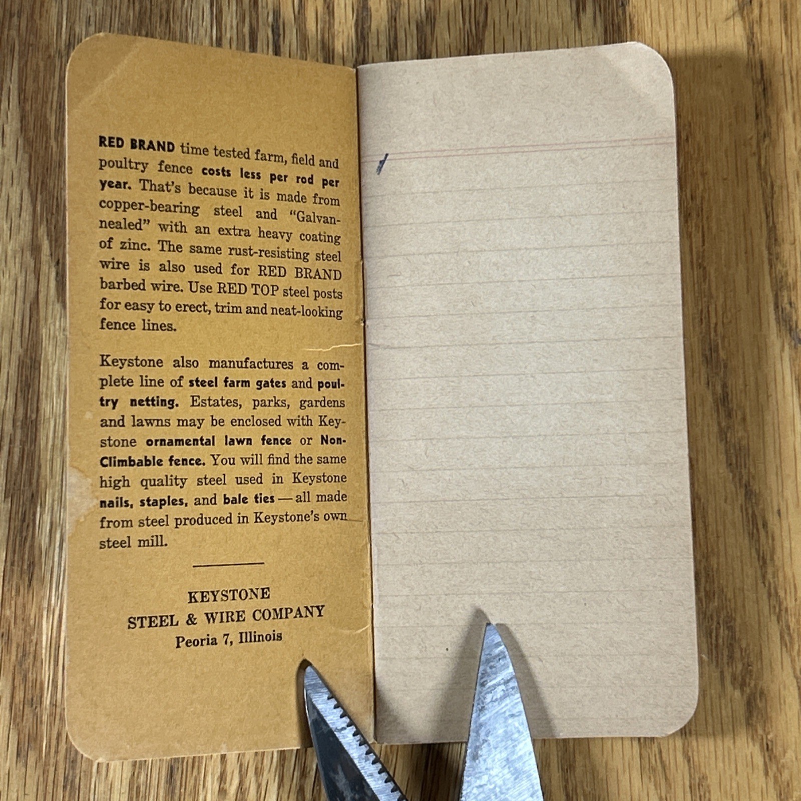 Vintage Red Brand Fence Advertising Notebook Nadeau MI Jean Lumber 1930s-1940s