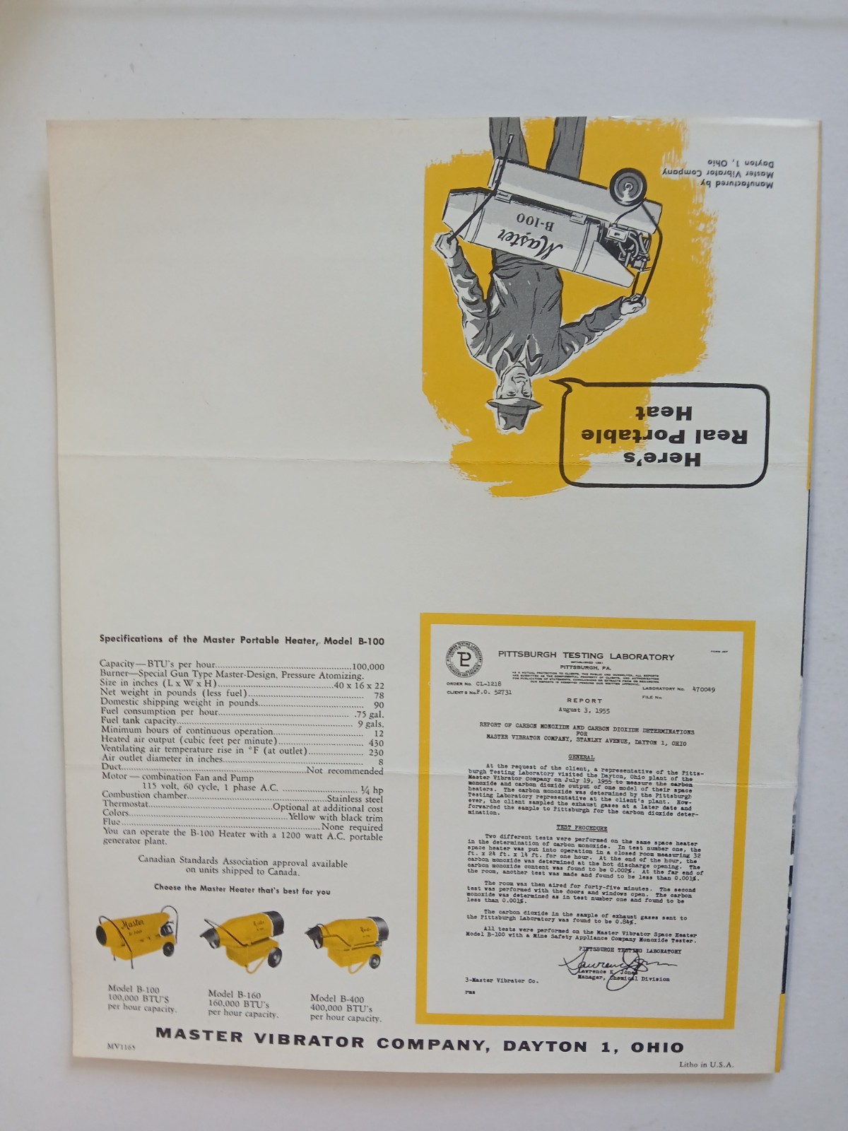 1960s Master Portable Heater ADVERTISING BROCHURE Mailers (2) Vintage