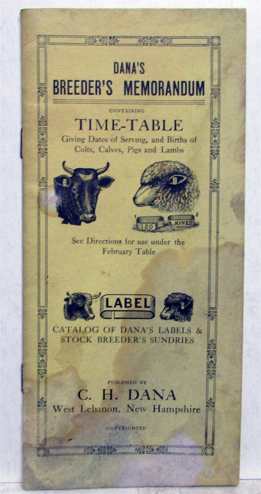 1900s DANAS Labels & Sundries Details Breeder&rsquo;s Memorandum Brochure