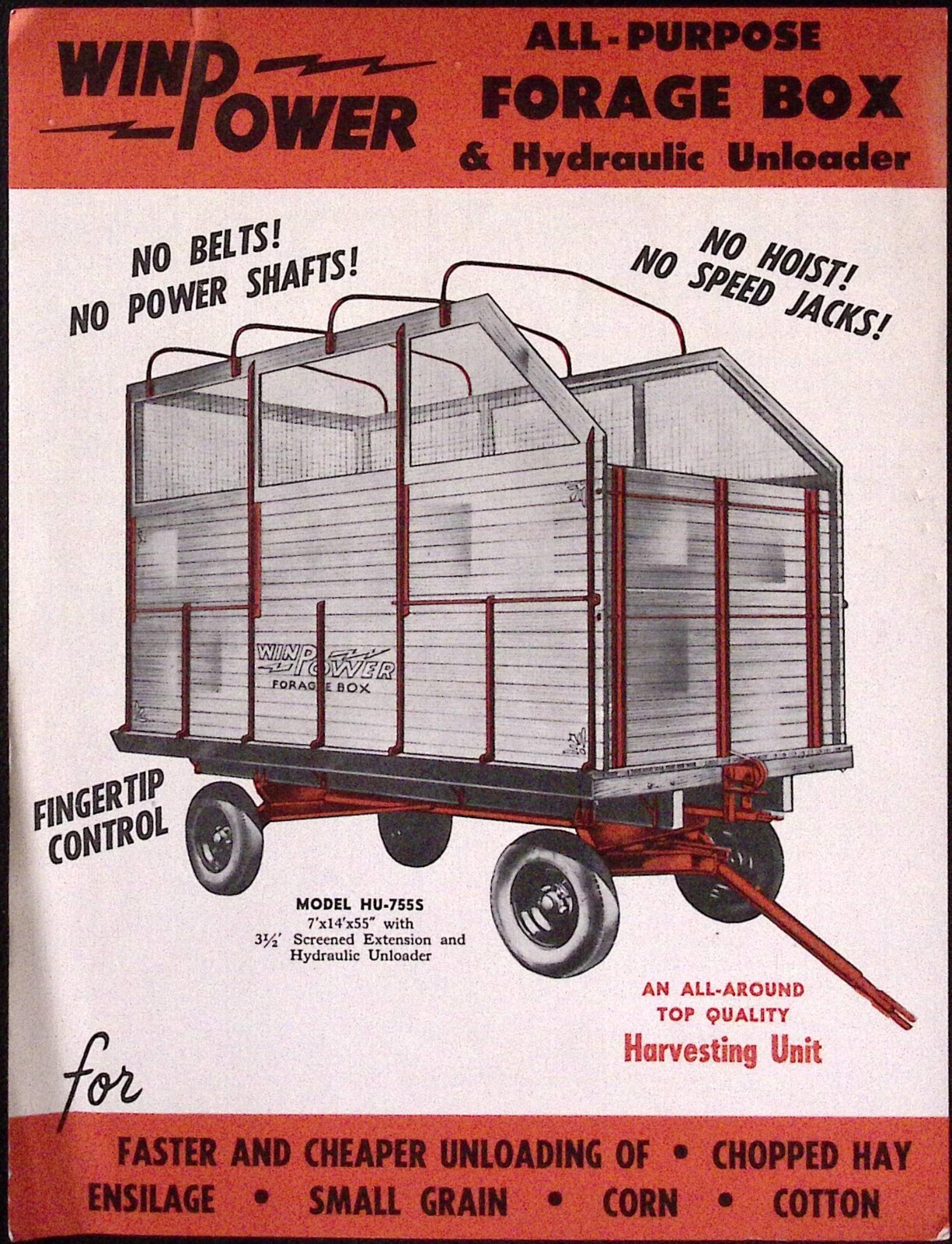 1950s WinPower All Purpose Forage Box Hydraulic Unloader WinPower Mfg Newton IA