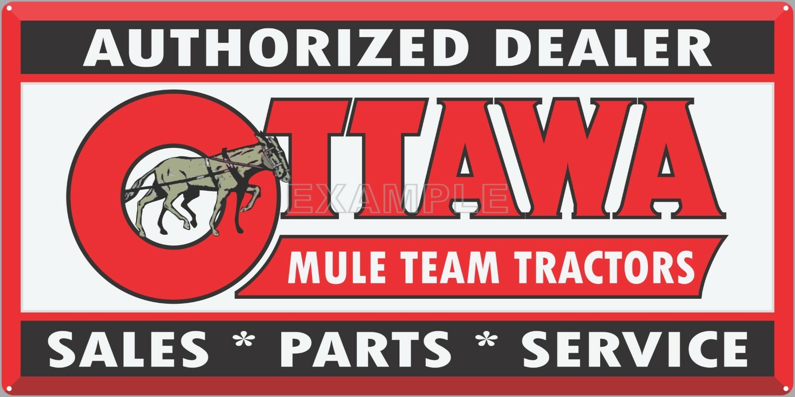 OTTAWA MULE TEAM GARDEN TRACTOR DEALER VINTAGE SIGN REMAKE ALUMINUM SIZE OPTIONS