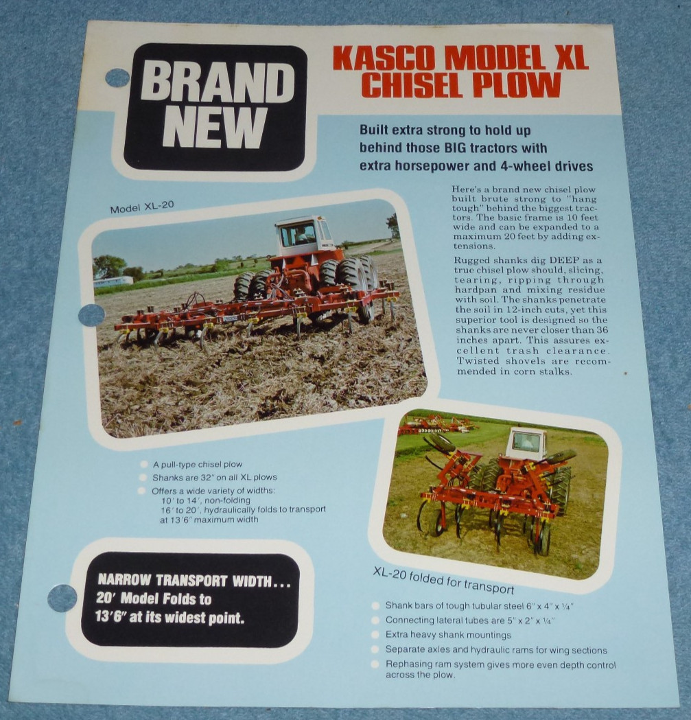 Vintage Kasco Mfg Co Model XL Chisel Plow Farm Equipment Brochure Sheet
