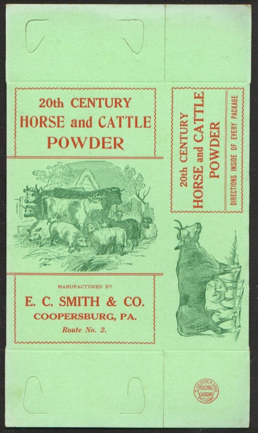 E C Smith 29th Century Horse & Cattle Powder box 1920s