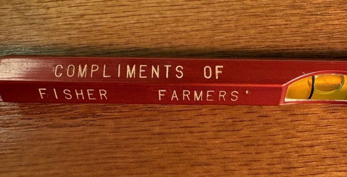 Vintage Stevens Level,5.25&Prime;, Fisher Farmers Grain & Coal,Adv.Excellent