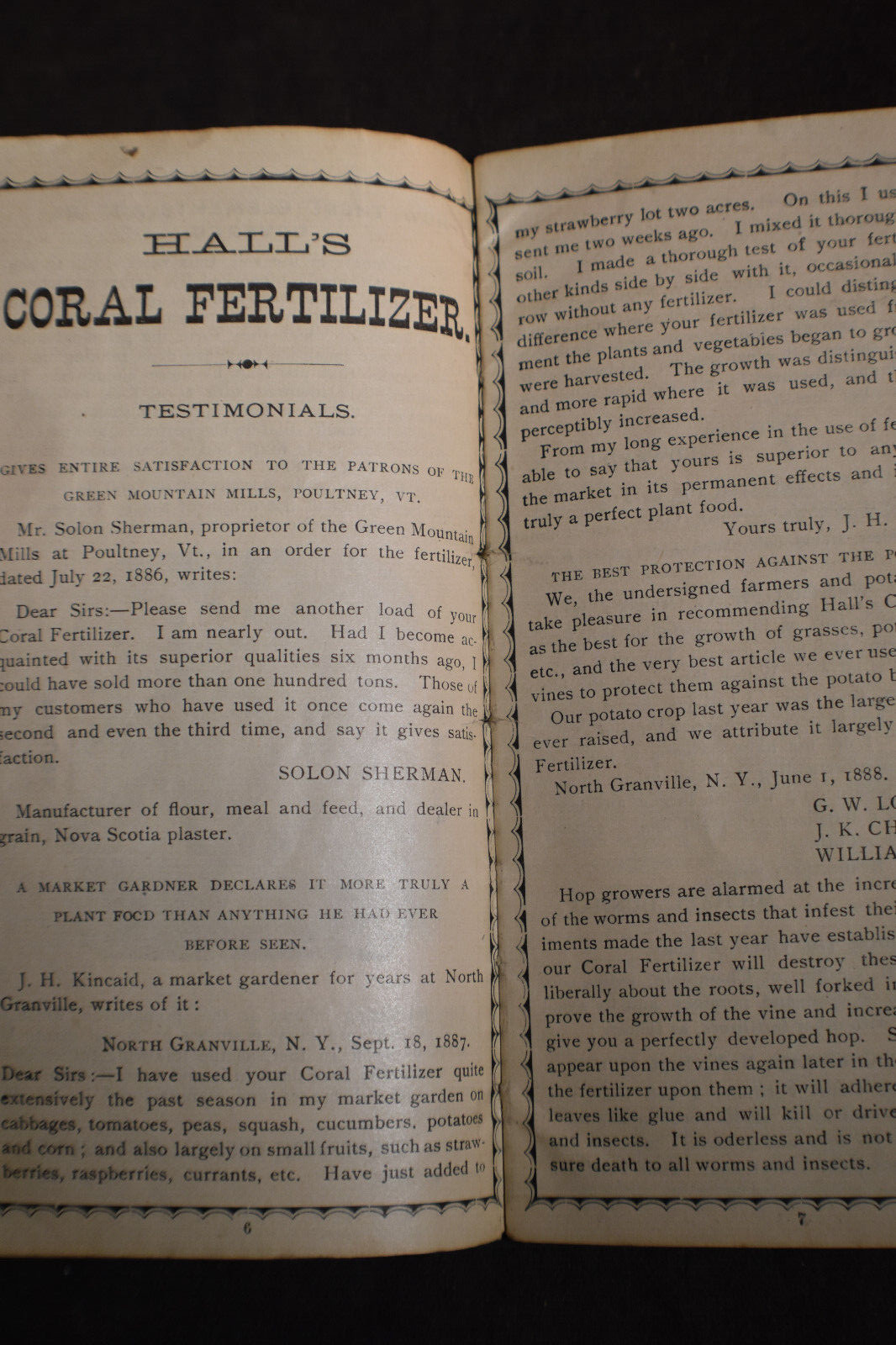 Ca 1888 Vermont Chemical Fertilizer Company Brochure – Vergennes Vermont