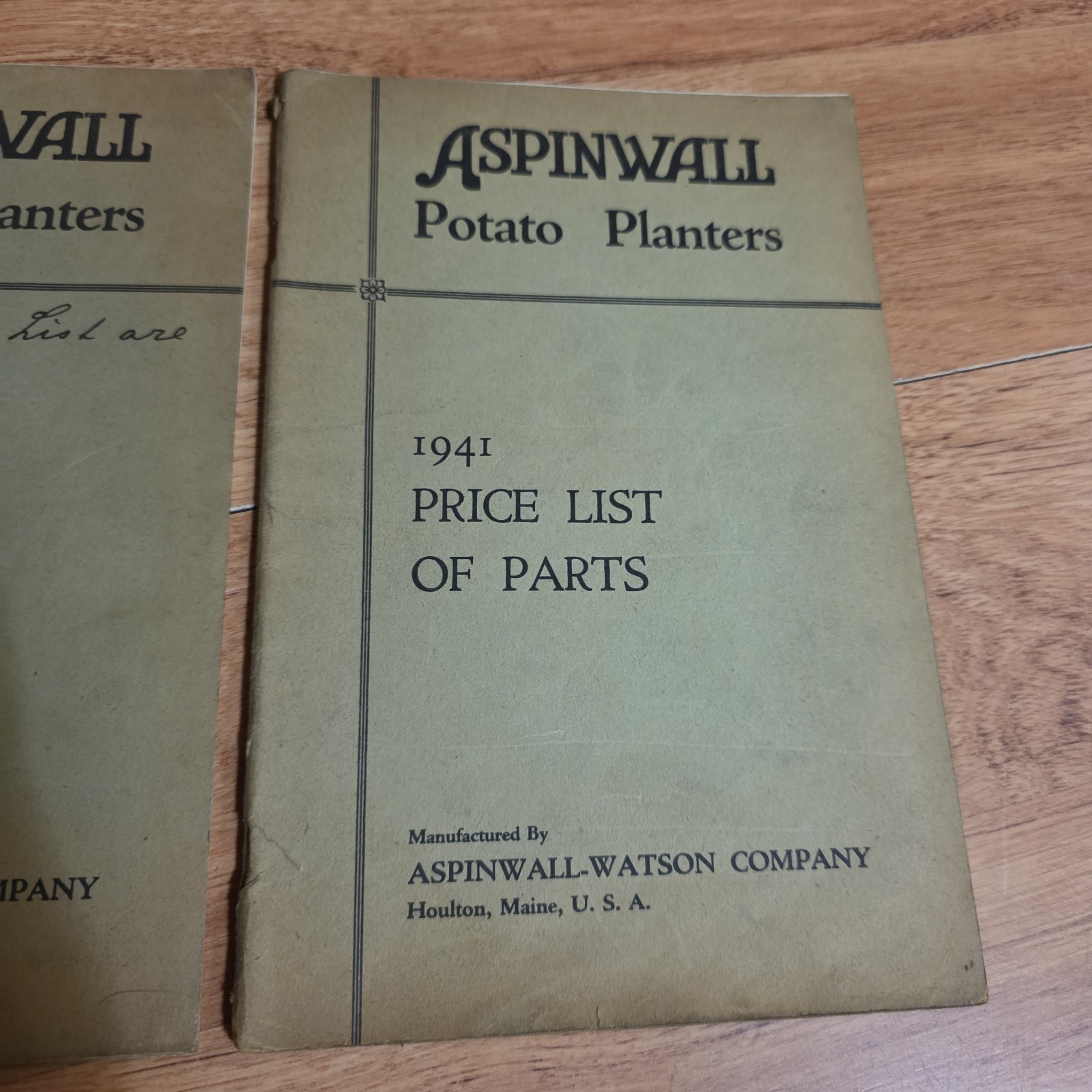 2 Vintage Aspinwall Watson Potato Planters Advertising Price List Farm Catalog