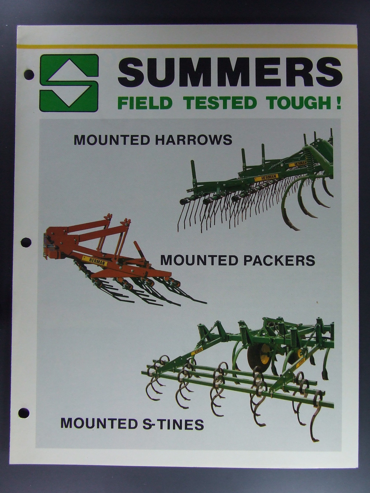 Summers Harrows Packers S-Tines Dealers Brochure Tractor Farming