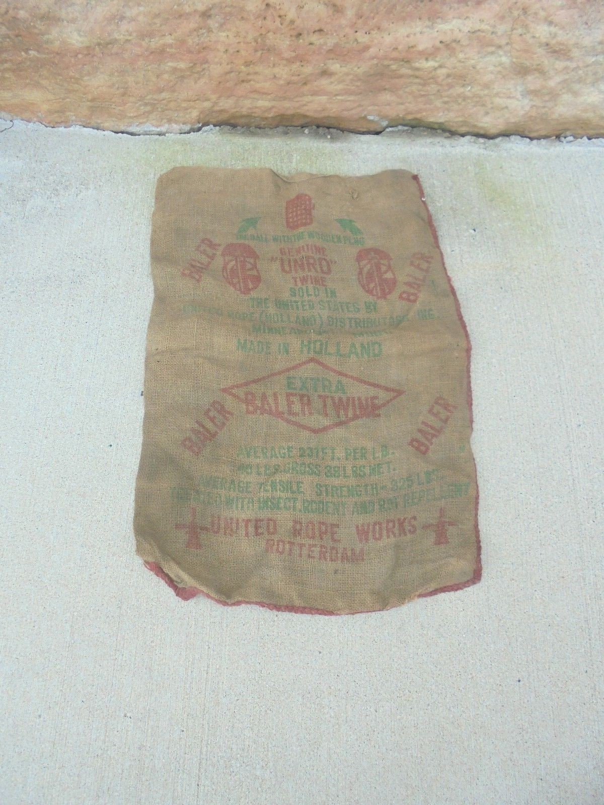 burlap sack baler twine united rope works rotterdam holland farm ranch decor