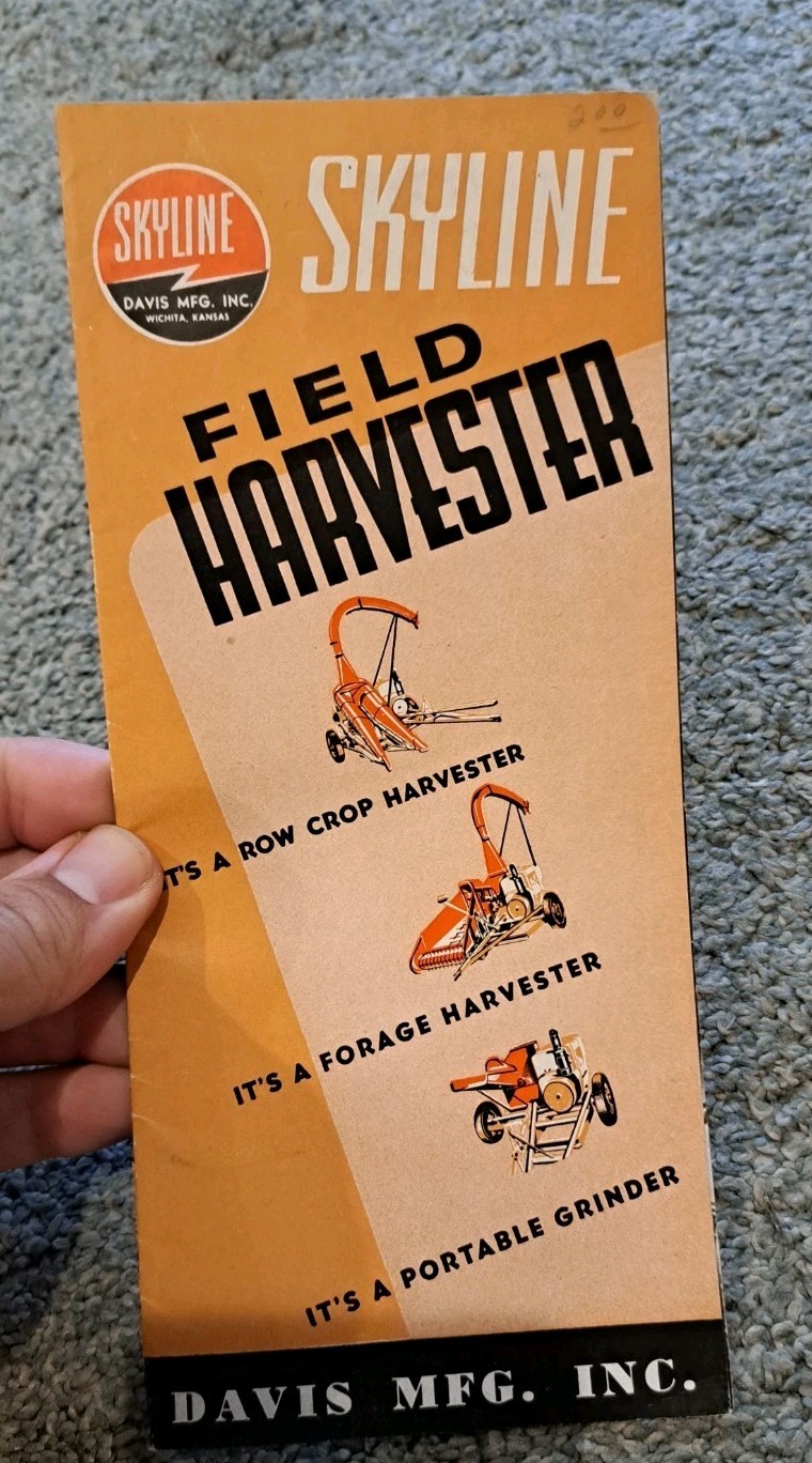 Vintage Brochure for Davis Mfg. Company Skyline Field Harvester