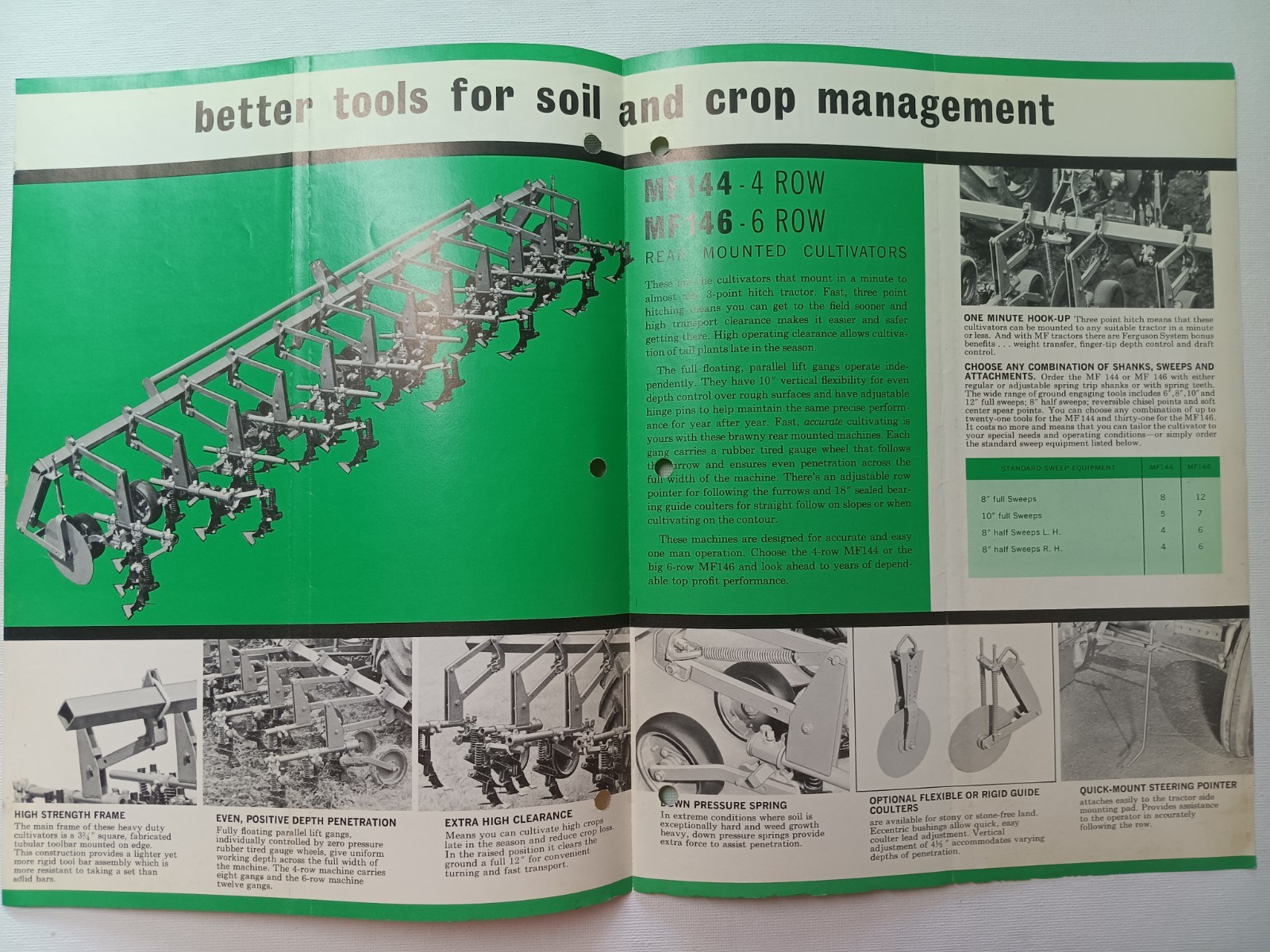 Vintage Mailer Massey Ferguson MF 144-4, 146-6 Cultivators Dealer Brochure AD