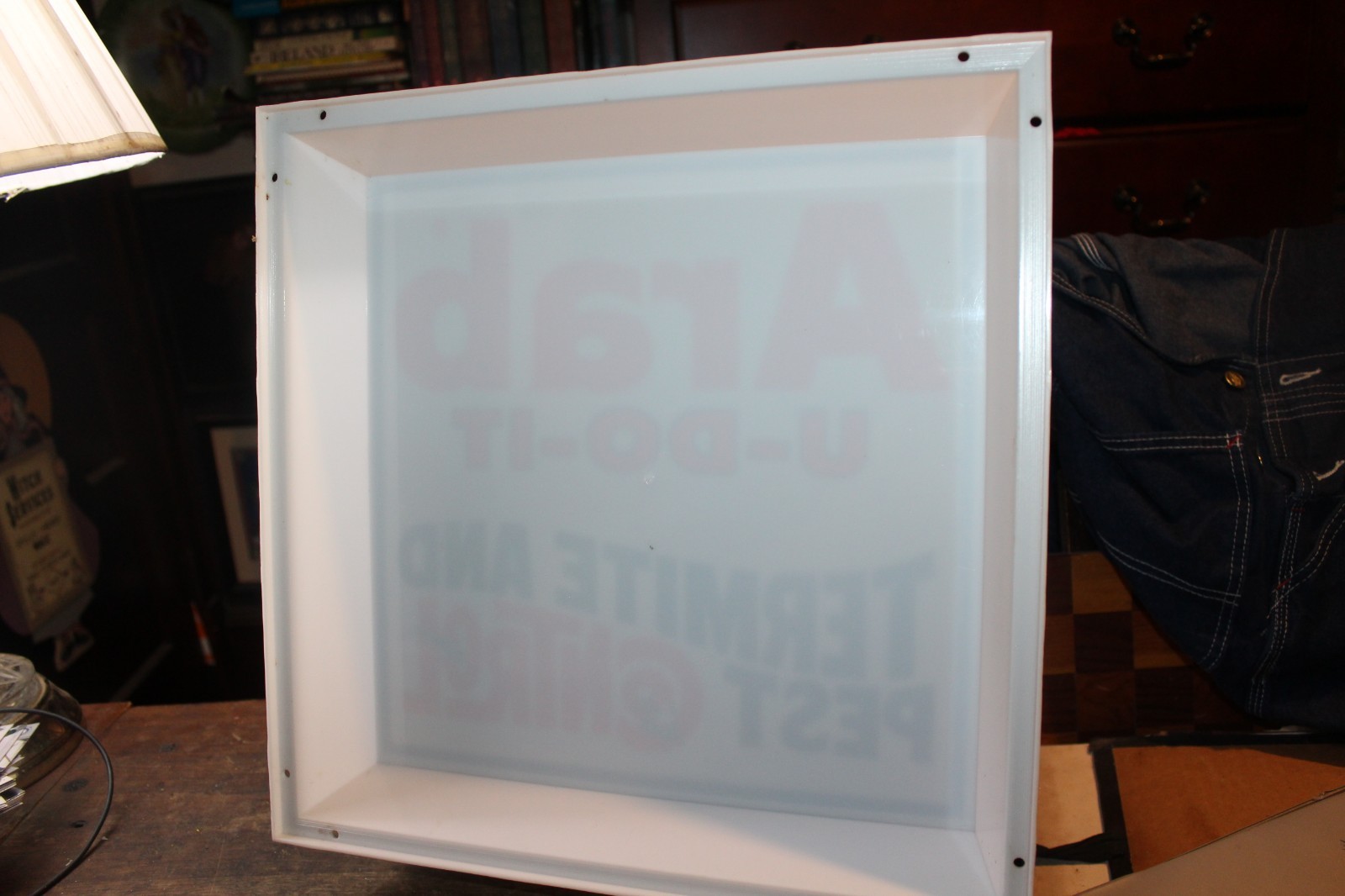Vintage Arab U-Do-It Termite Pest Control Sign Light Cover Store Display