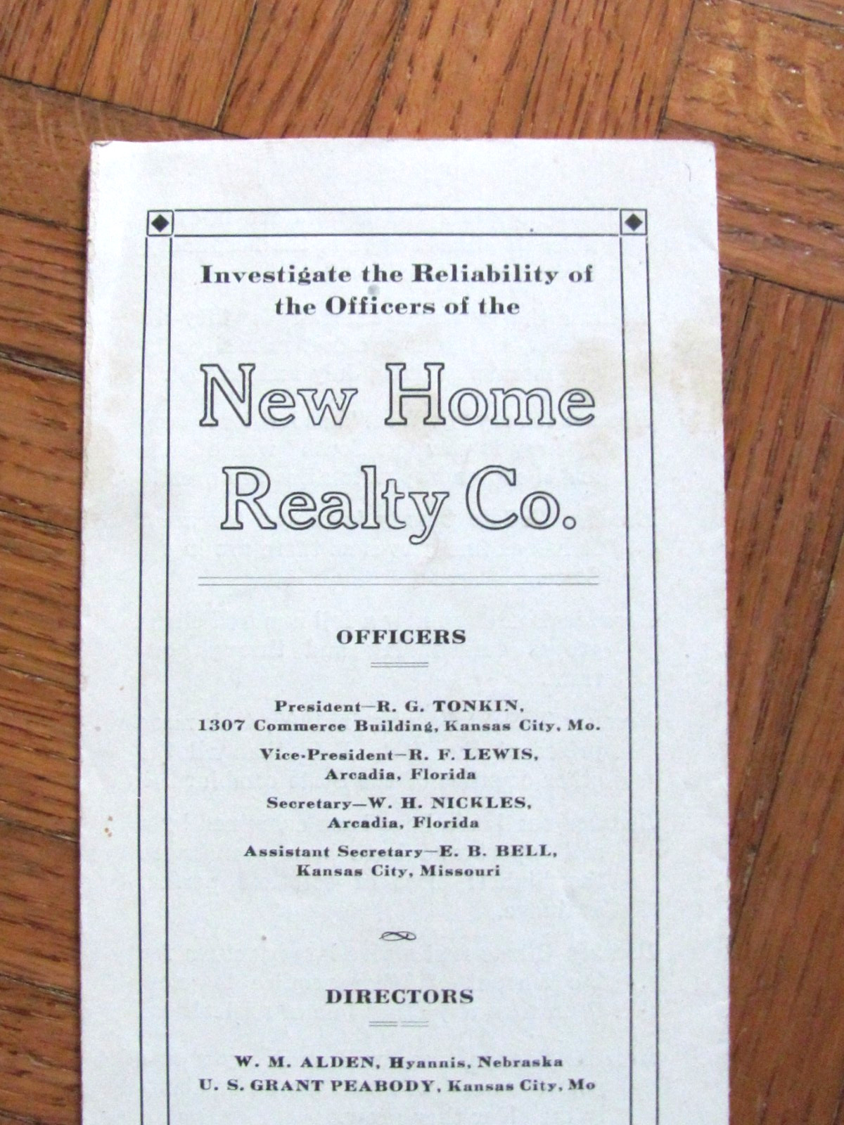 1920&rsquo;s BROCHURE DE SOTO COUNTY FLORIDA CITRUS & FARM LAND NEW HOME REALTY CO