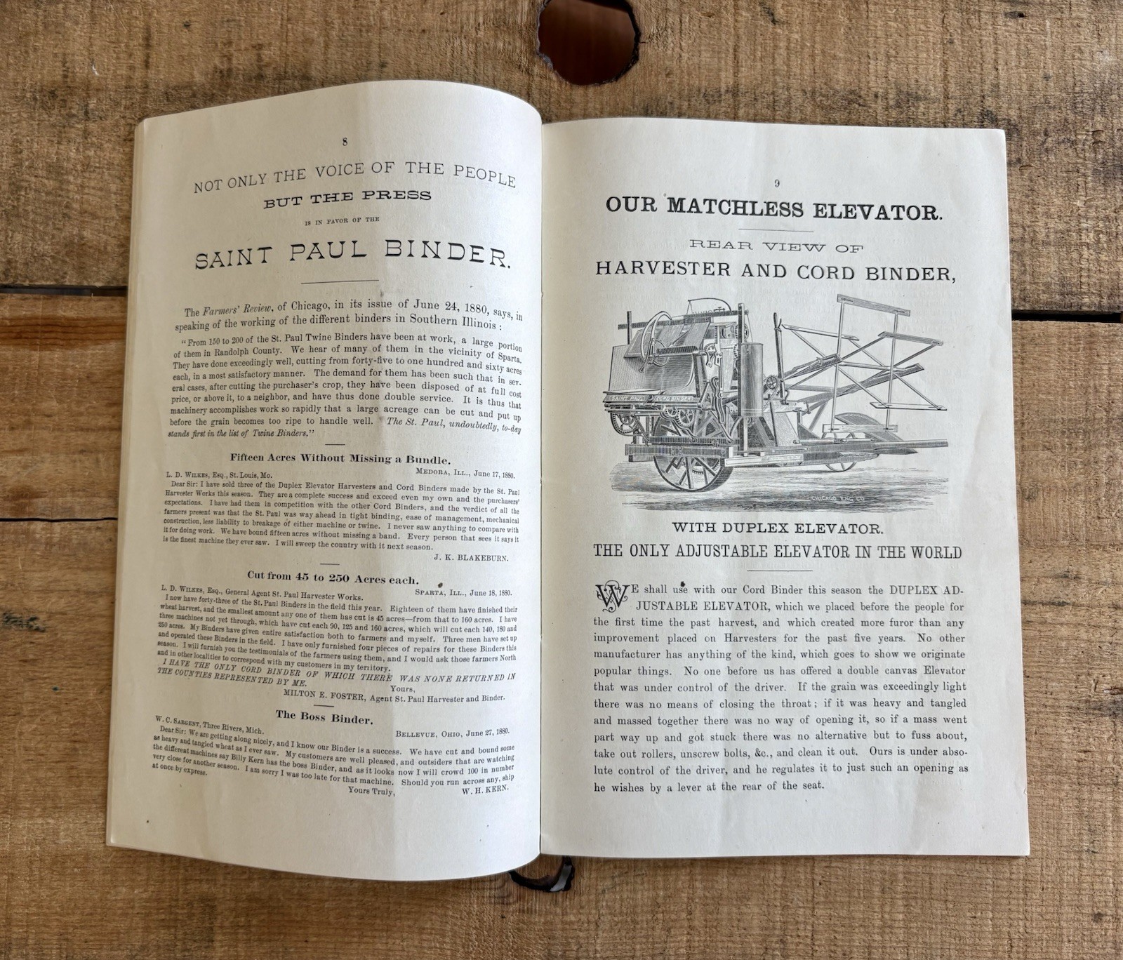 Amazing Seldom Seen Antique 1881 The Saint Paul Harvester Farm Machine Brochure