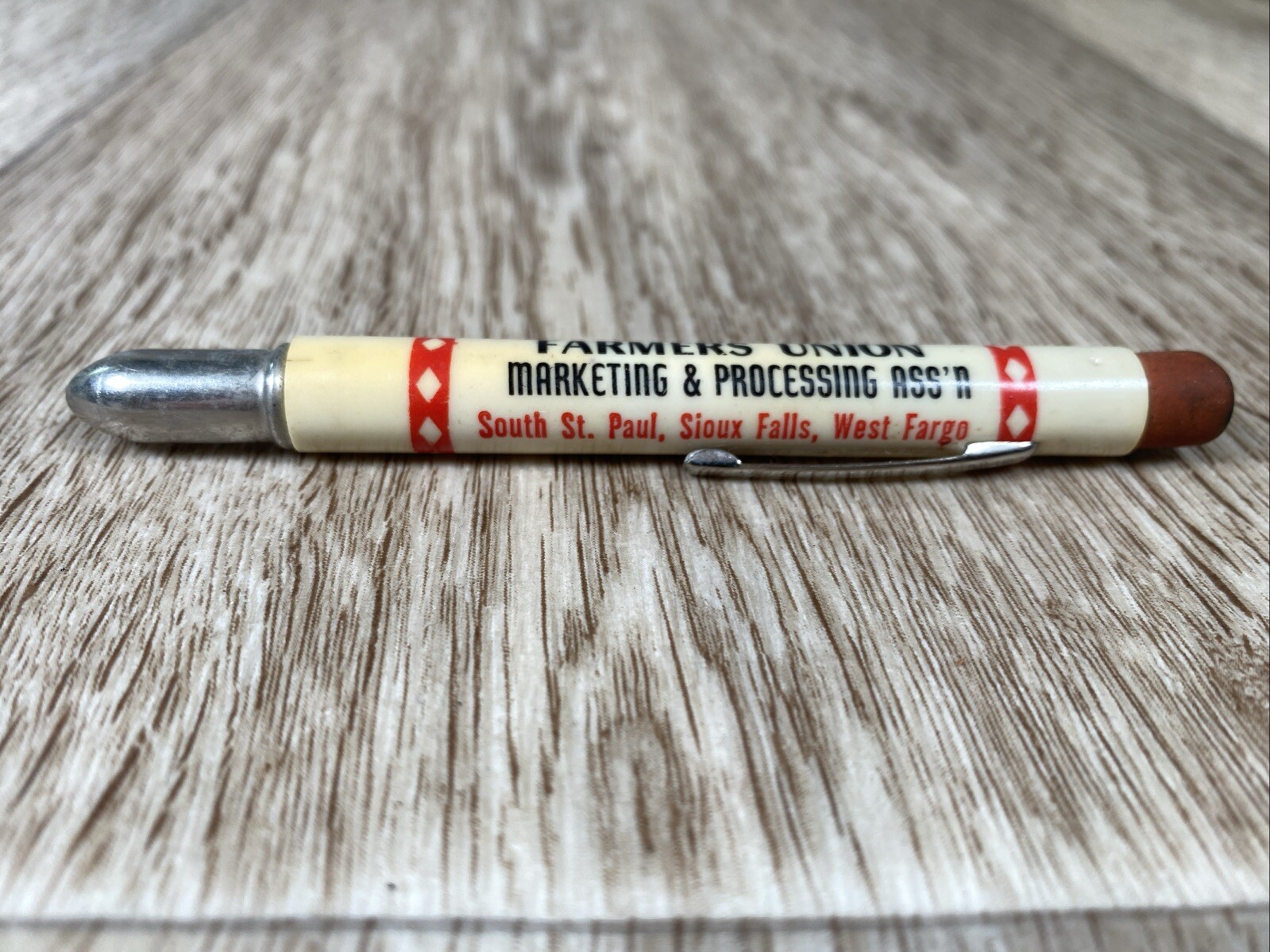 Vintage Farmers Union Livestock Bullet Pencil St. Paul Sioux Falls West Fargo
