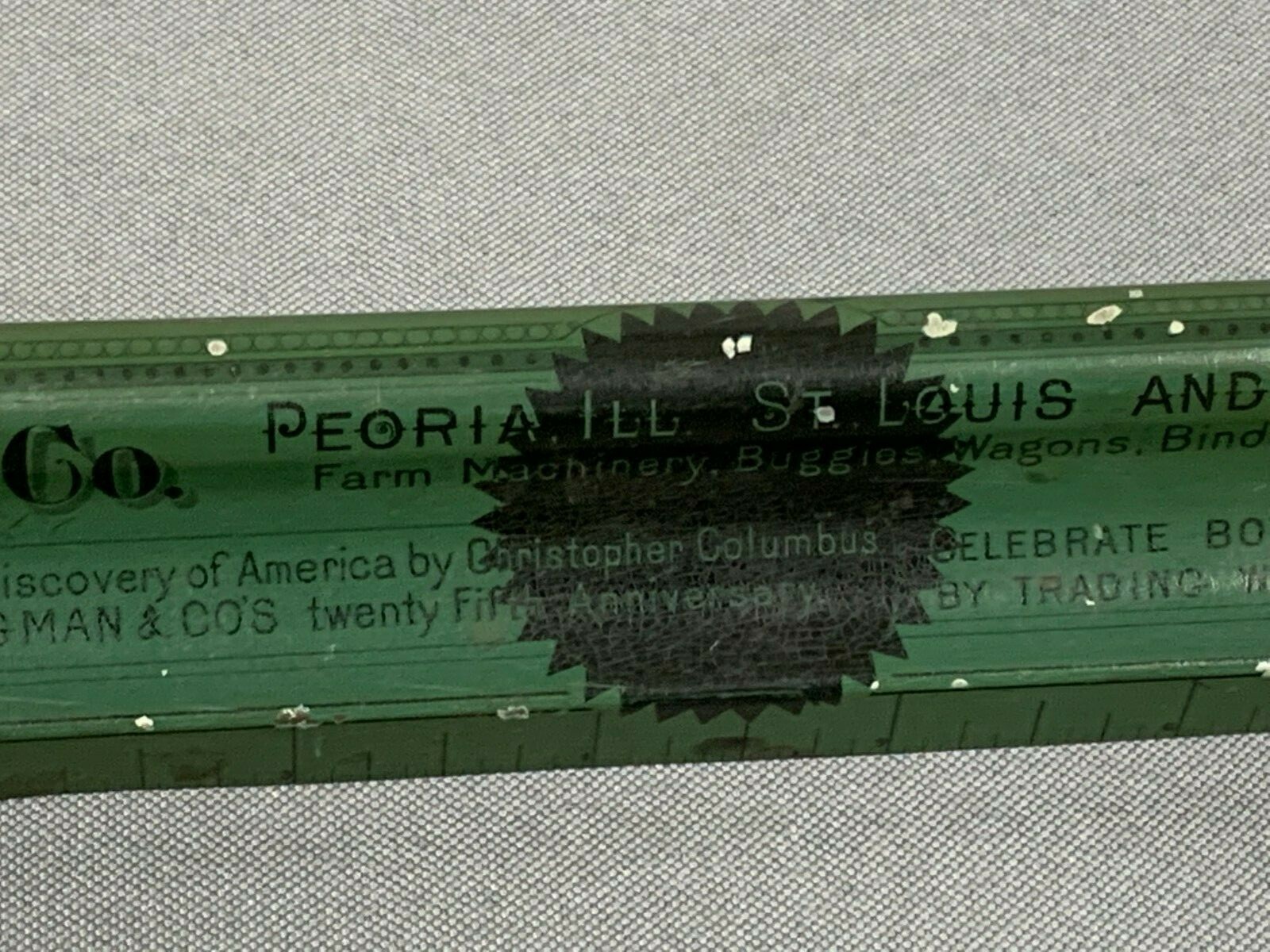 1892 KINGMAN & CO Farm Plow Wagon Binder Twine Bicycle METAL RULER Kansas City