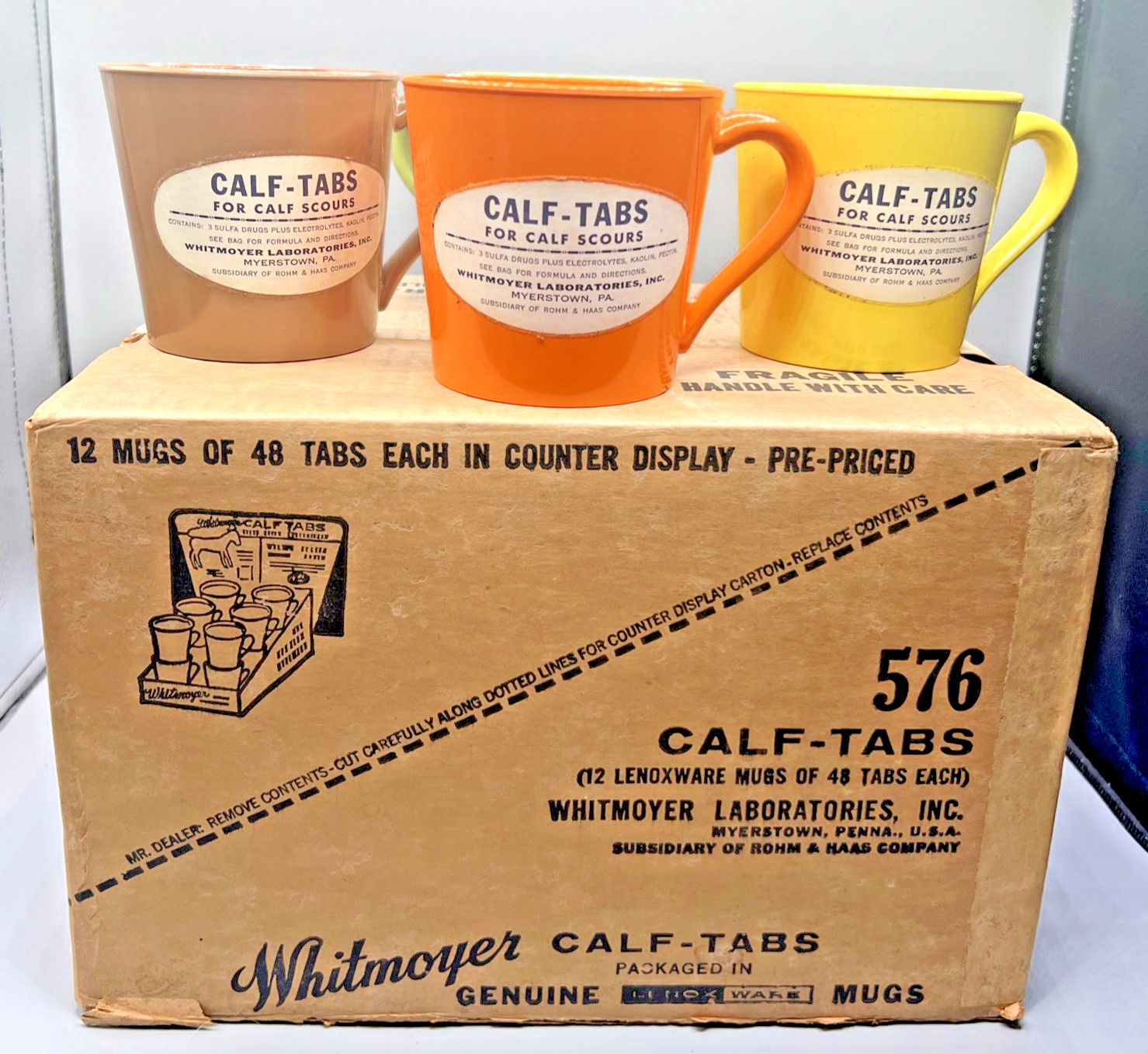 Whitmoyer Laboratories Myerstown PA Calf Scour Tabs Promotional Mug Display