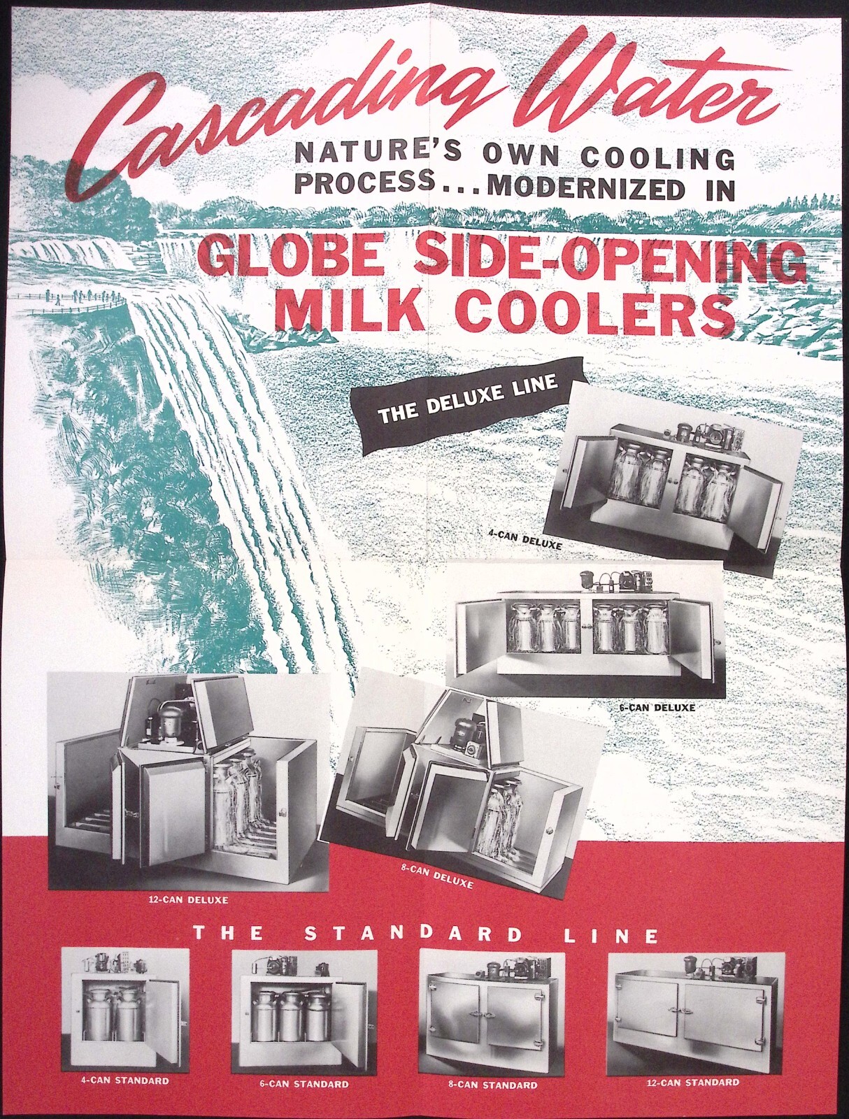 1950s Cascading Water Globe Side Opening Milk Coolers Brochure Poster