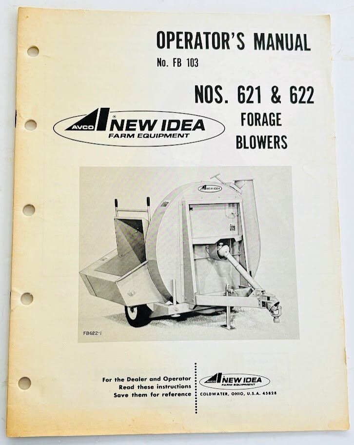 NEW IDEA Farm Equipment Forage Blowers 621 622 Original 1979 Owners Manual Book