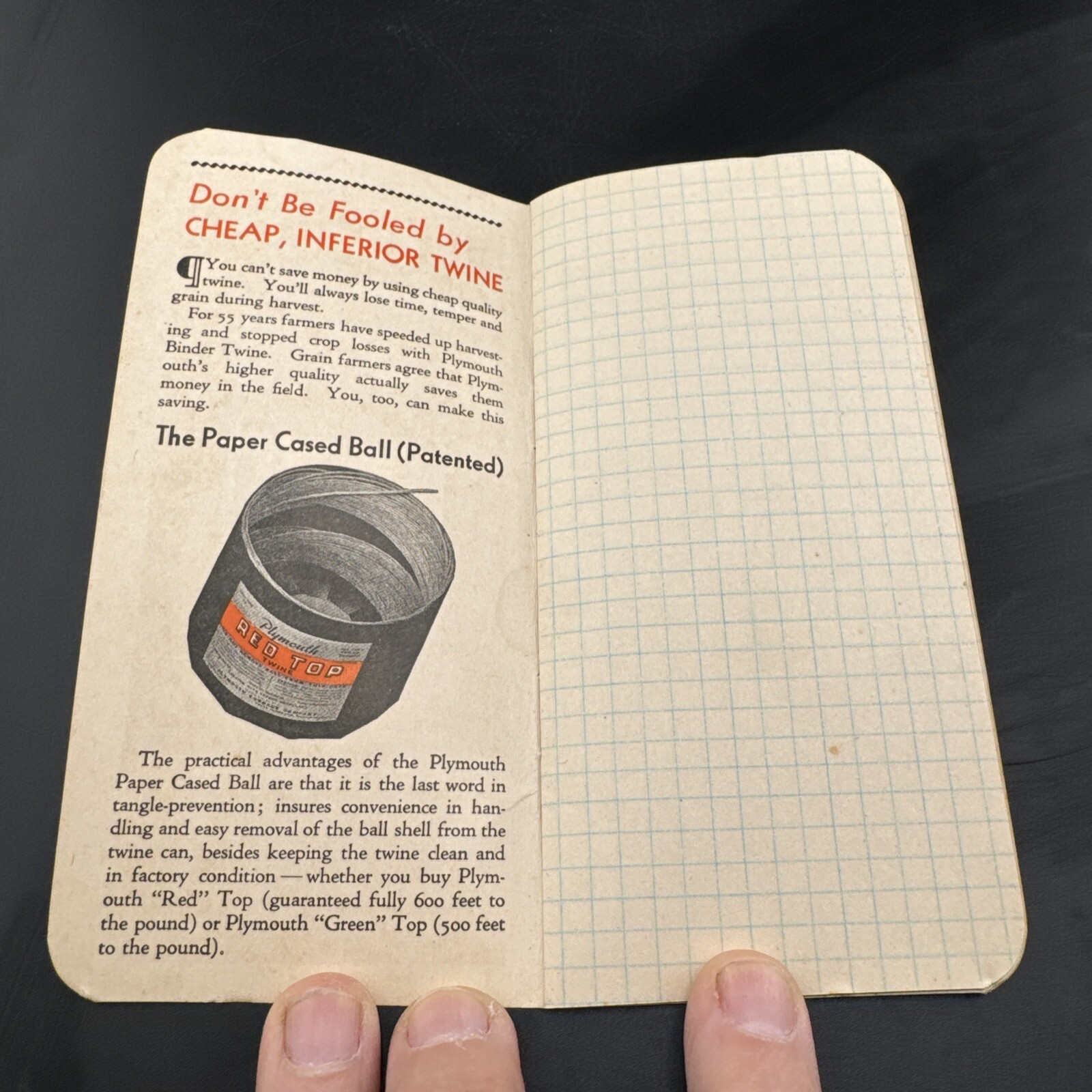 Vintage 1941 PLYMOUTH BINDER TWINE Vest Pocket Notebook North Plymouth Ma