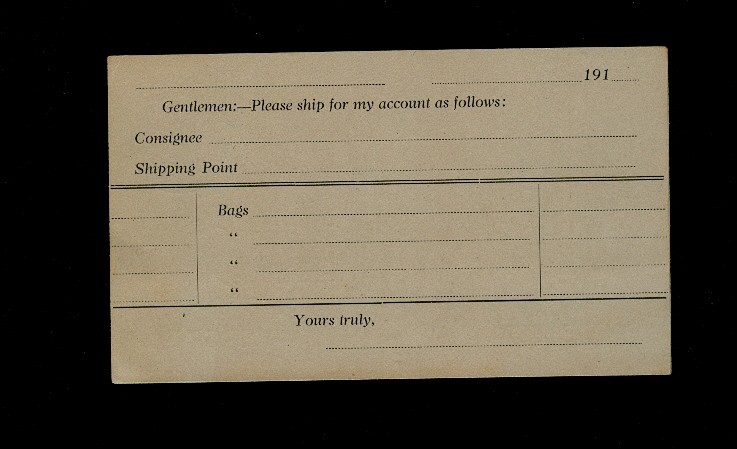 1910ish unused Pocomoke Guano Company, Norfolk Virginia customer order card