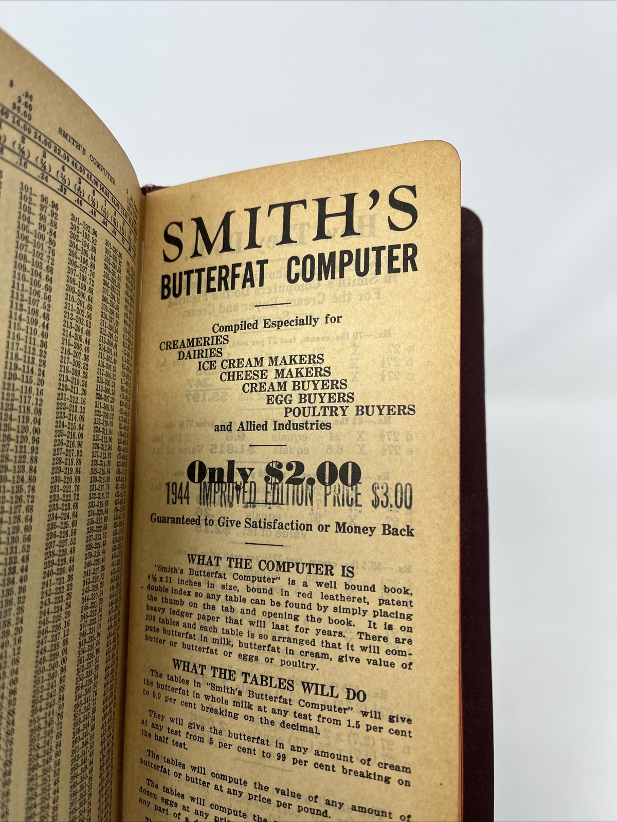 Vtg Butterfat Calculator Book 1940s Smith&rsquo;s Computer Commodities