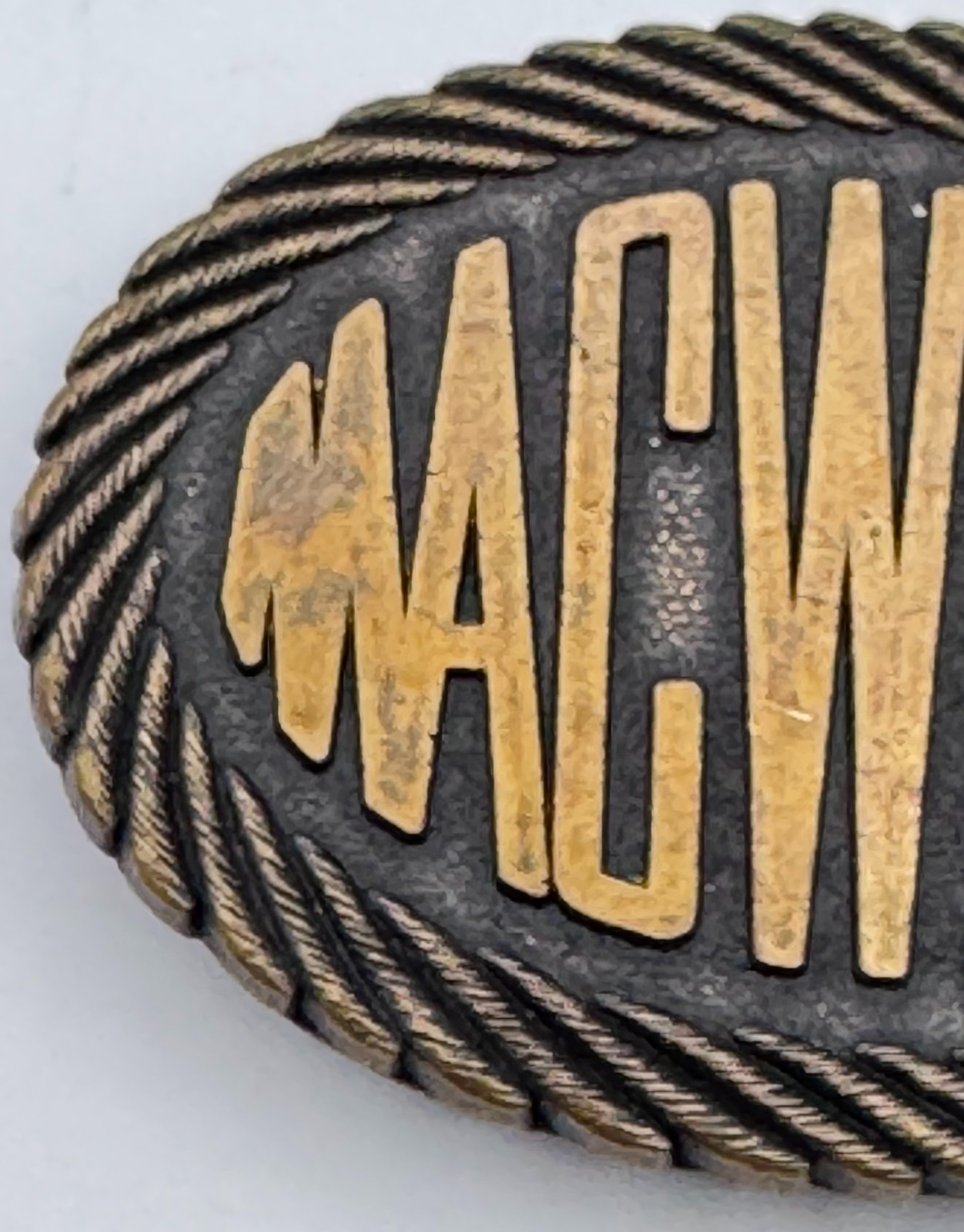 Vintage MACWHYTE Wire Rope Advertising Belt Buckle Bronze Brass Agriculture