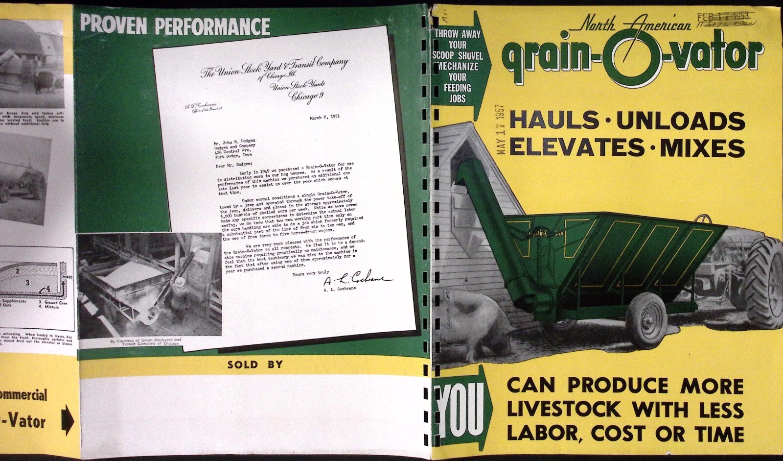 1957 North American Grain O Vator Hauls Unloads Elevates Mixes Dealer Brochure