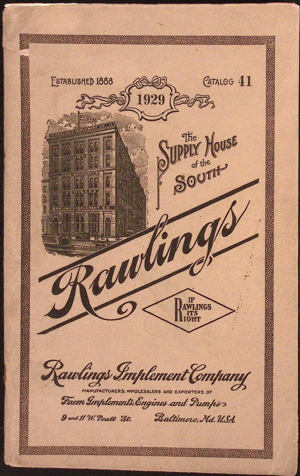1929 Rawlings Supply House of the South Farm Implements Catalog 41