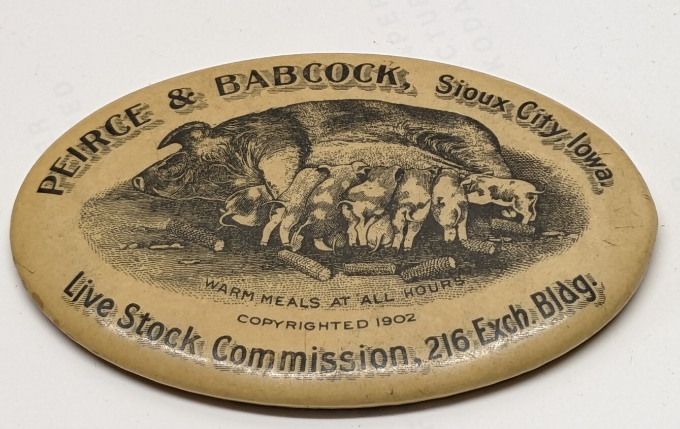 1902 Live Stock Celluloid Advertising Pocket Mirror Sioux City Omaha Chicago