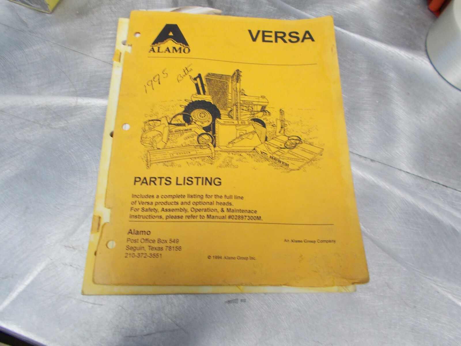 Alamo Versa Mower Ditcher Operator&rsquo;s Manual – Version 1994