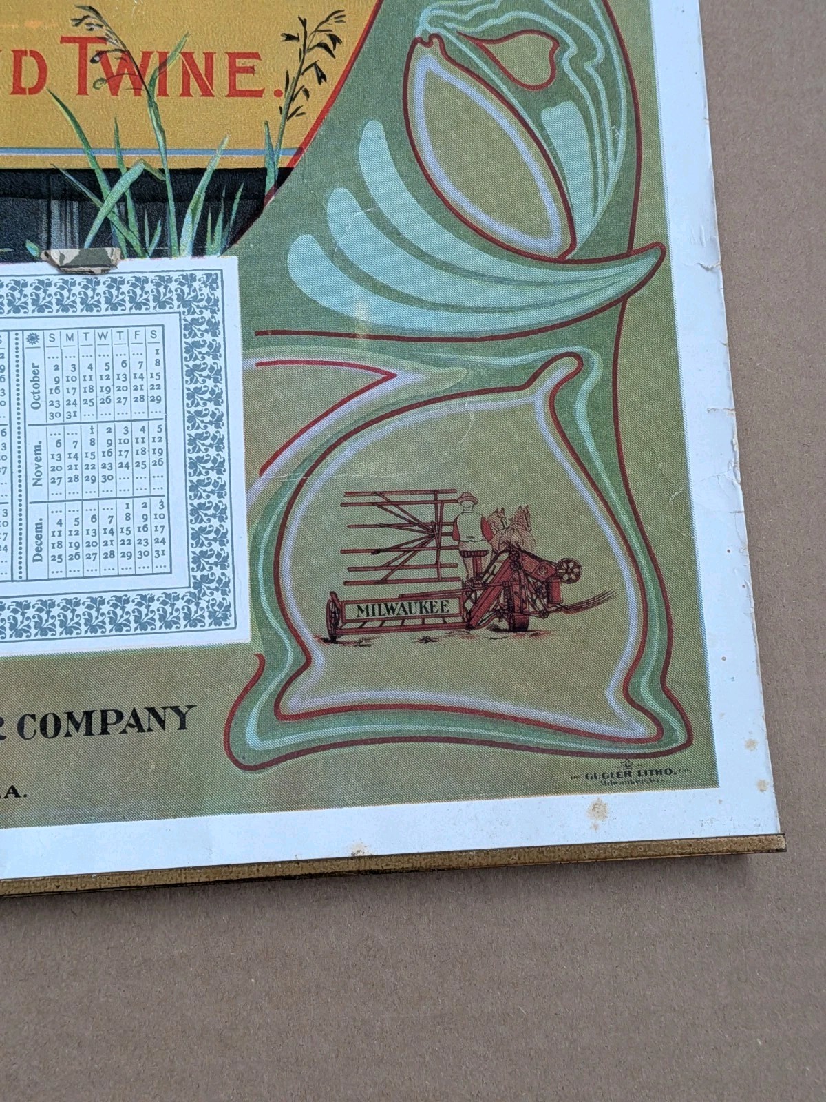 Milwaukee Leads International Harvester Oil Advertising Lithograph Sign Calendar