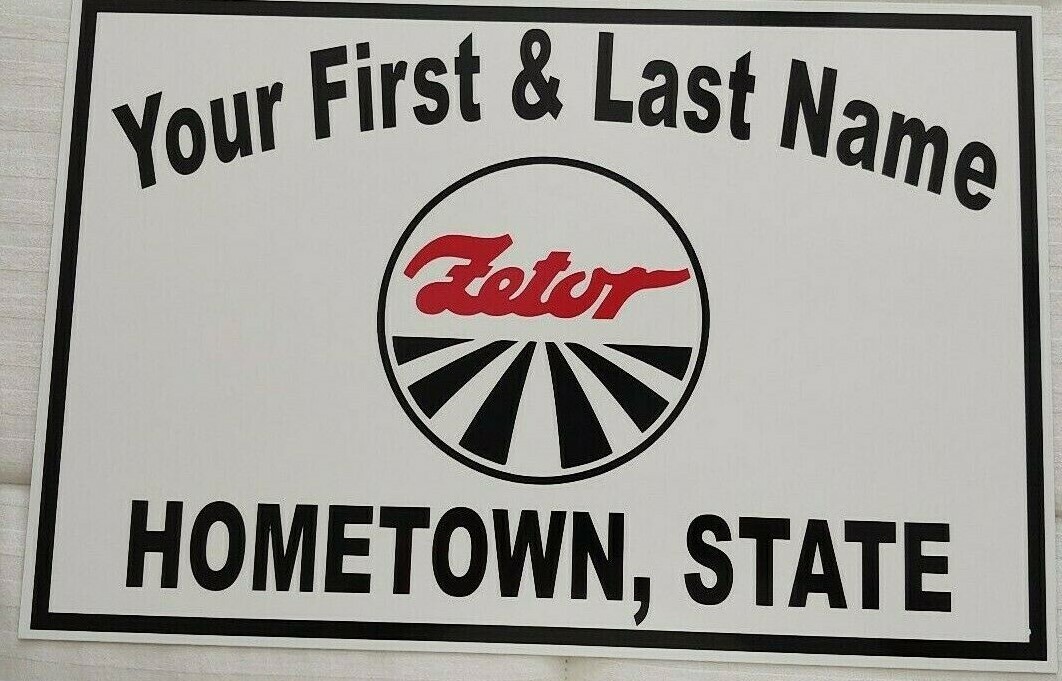 PERSONALIZED ZETOR TRACTOR ALUMINUM NAME SIGN