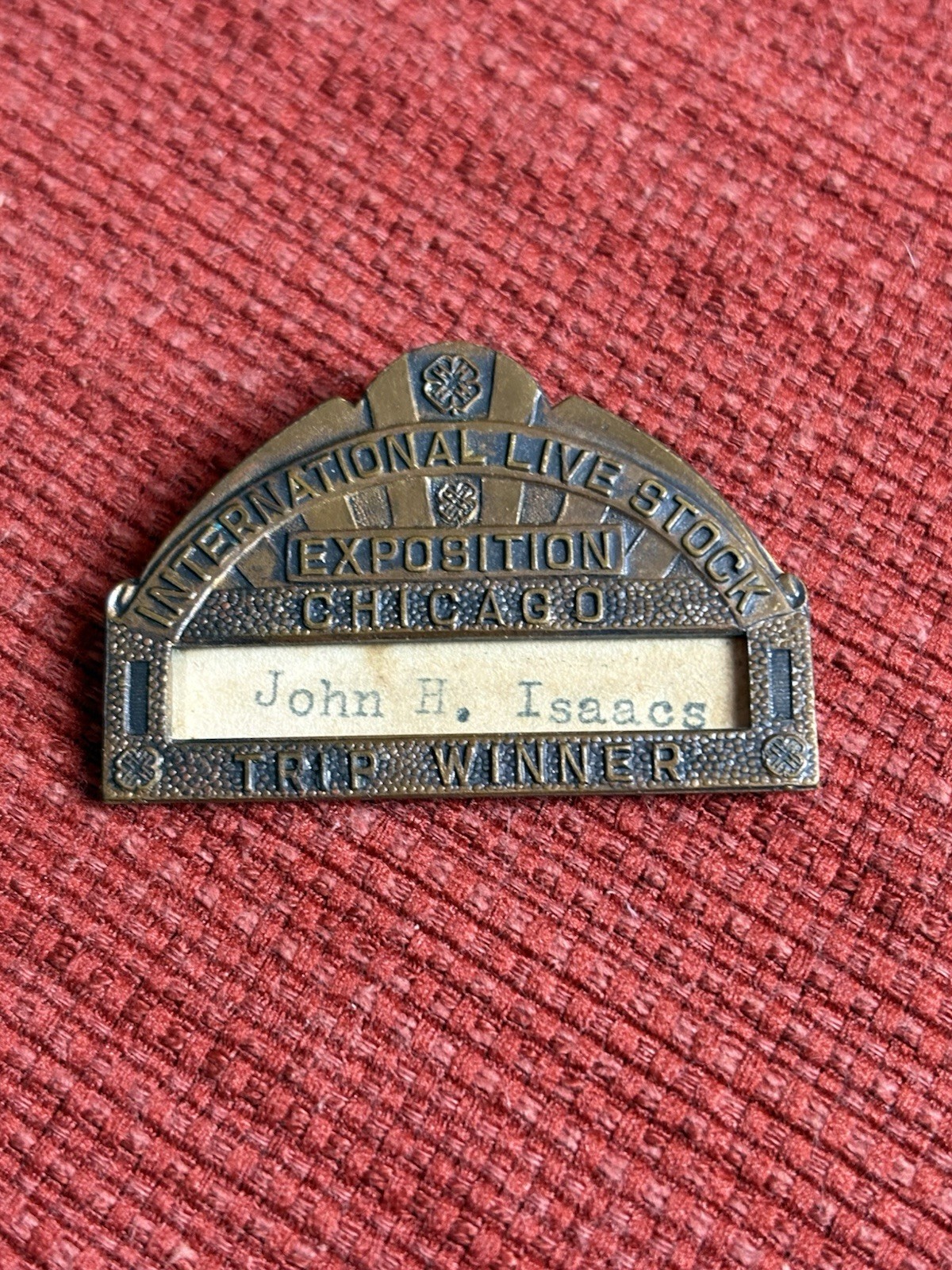 Vintage 4-H International Live Stock Exposition Chicago Trip Winner Pin Badge