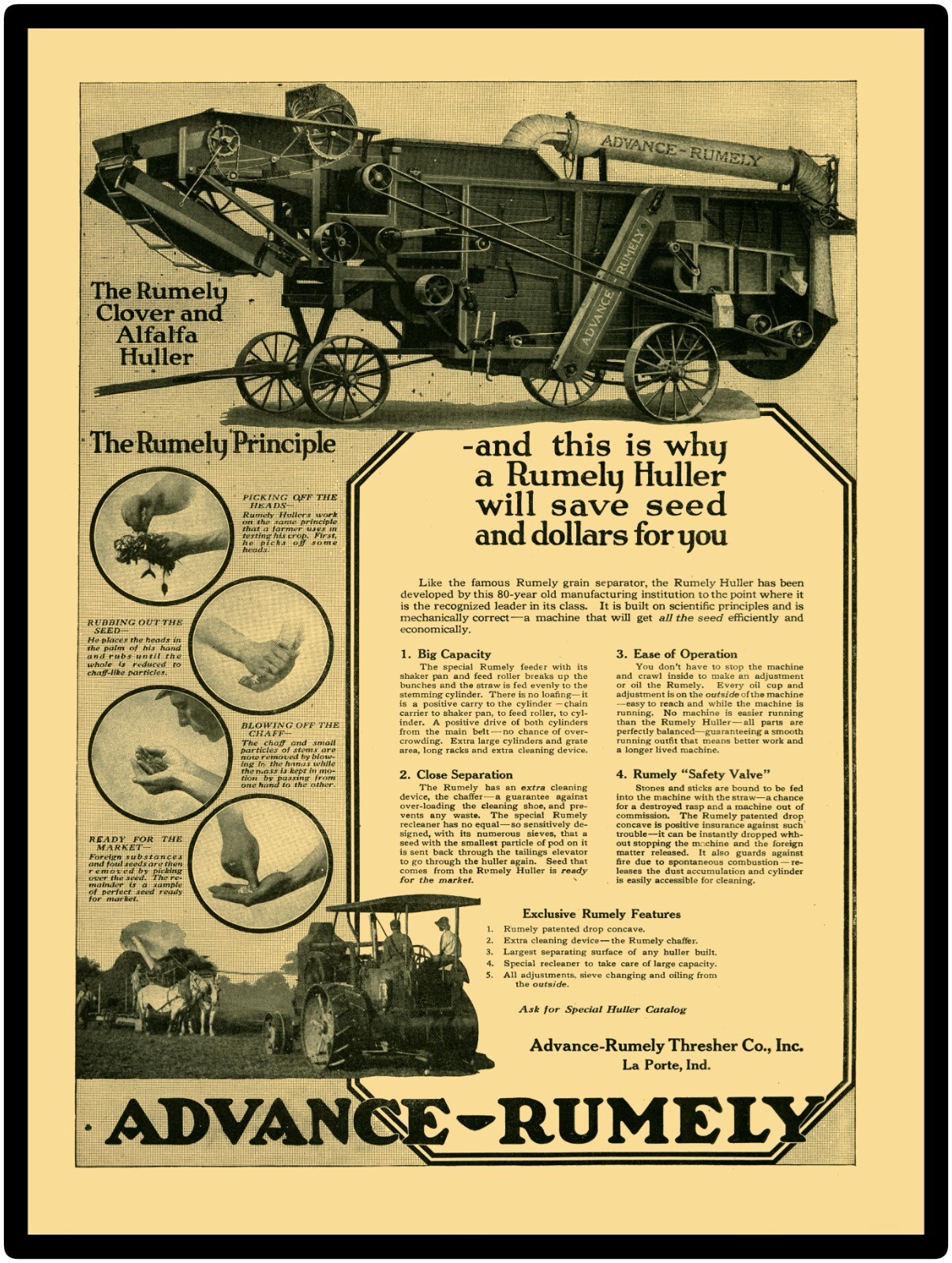 Advance Rumely Clover & Alfalfa Huller NEW Metal Sign 24&Prime;x30&Prime; USA STEEL XL Size