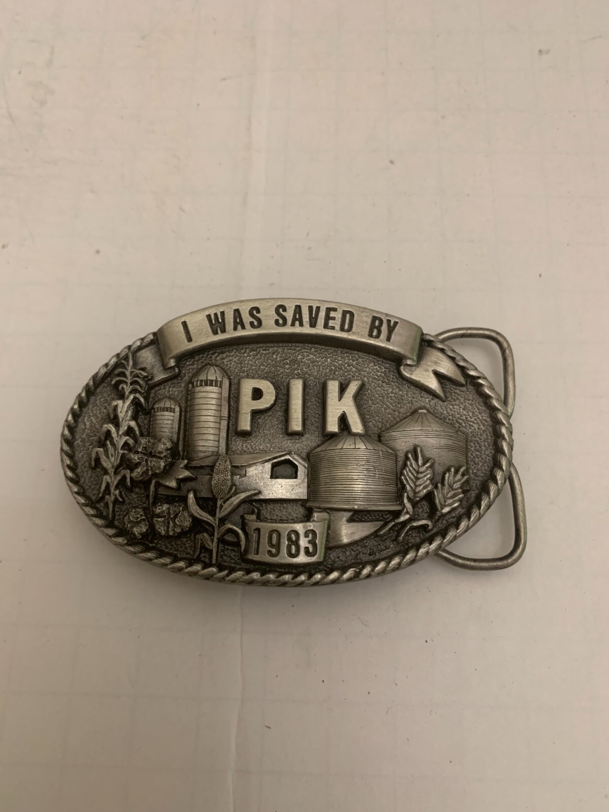 Vintage 1983 I Was Saved By PIK Agriculture Farming Iowa Belt Buckle