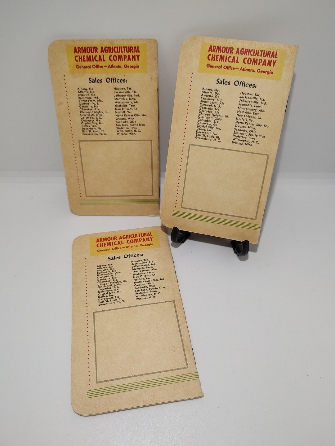 3 VINTAGE 1961/1962 ARMOUR FERTILIZER POCKET NOTE PADS (UNUSED) New Old Stock