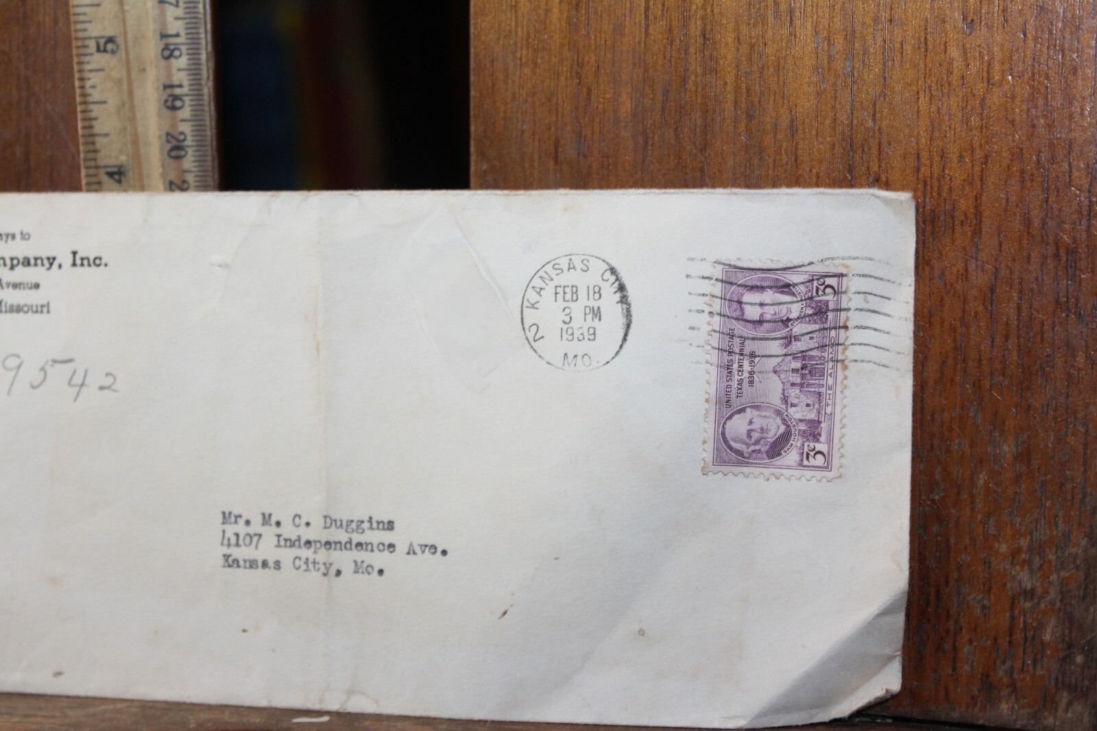 Vintage 1939 Empty Envelope Suiter Farm Company Kansas City Missouri
