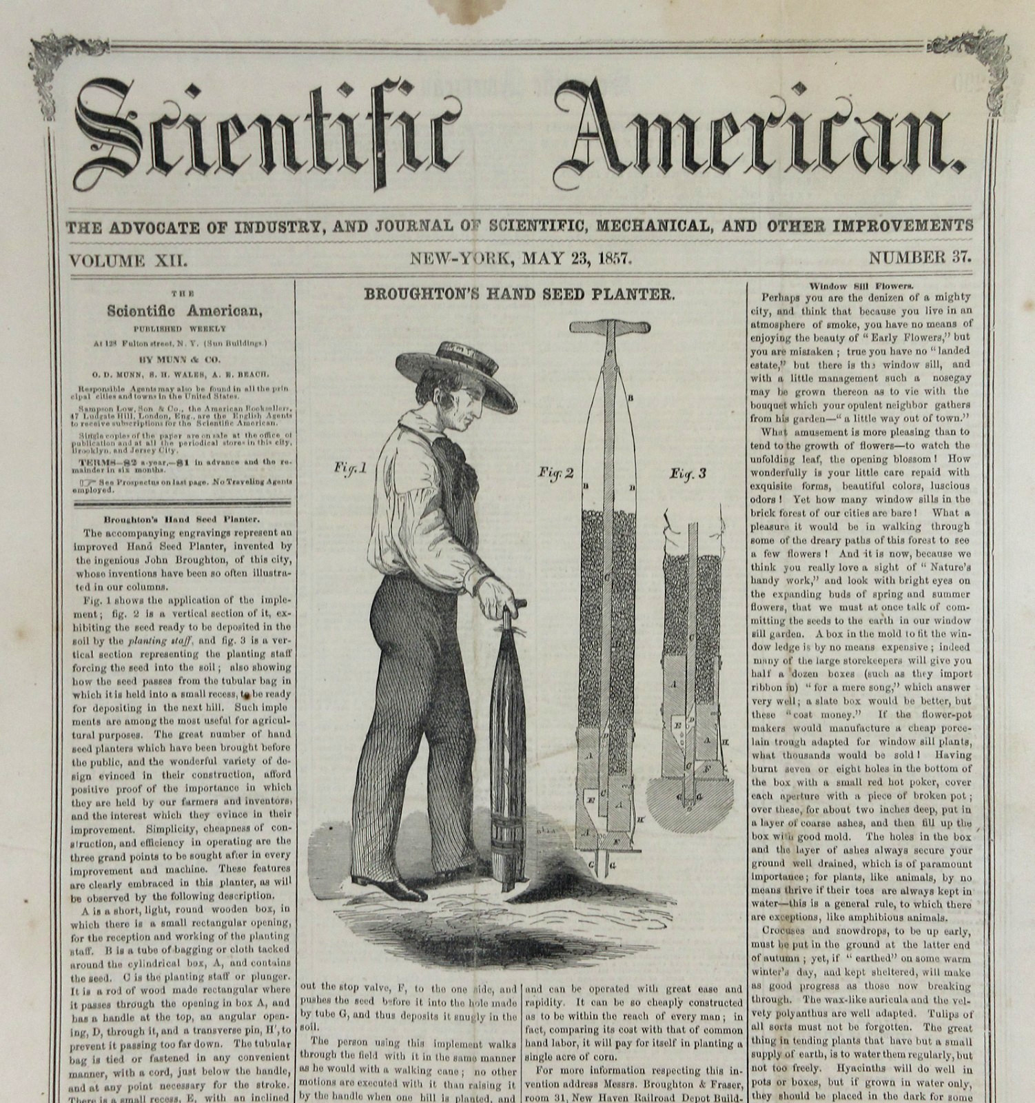 Antique Farm Tools Windmill Seed Planter Cotton Baler Scientific American 1857