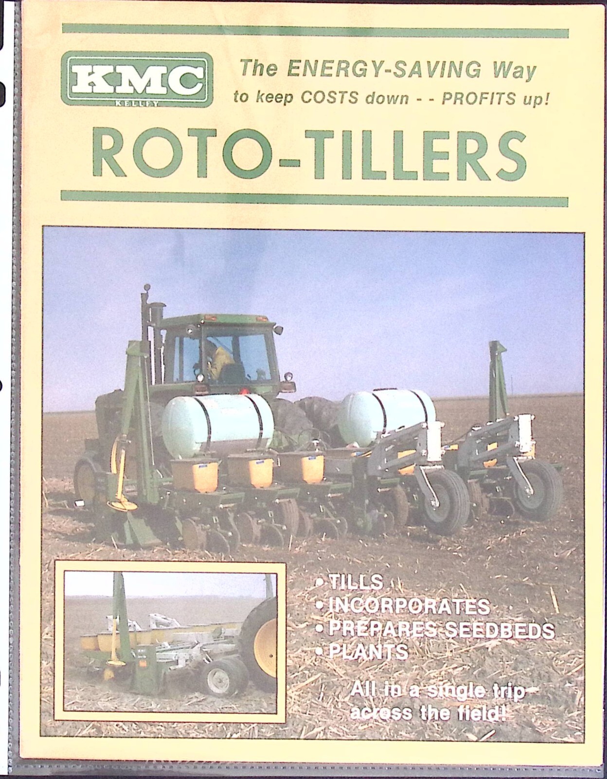KMC Kelly rototillers Farmhand loader Brent grain cart pamphlets