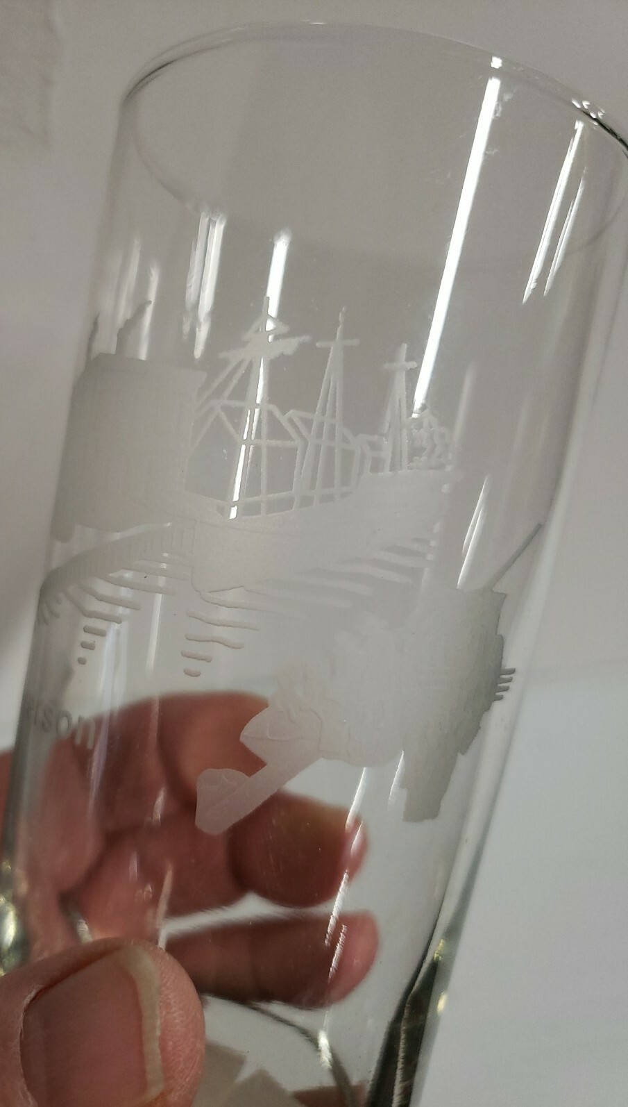 RARE NEW Inland Steel Logo Ryerson Ship, Company Building Etc Acid Etched Glass