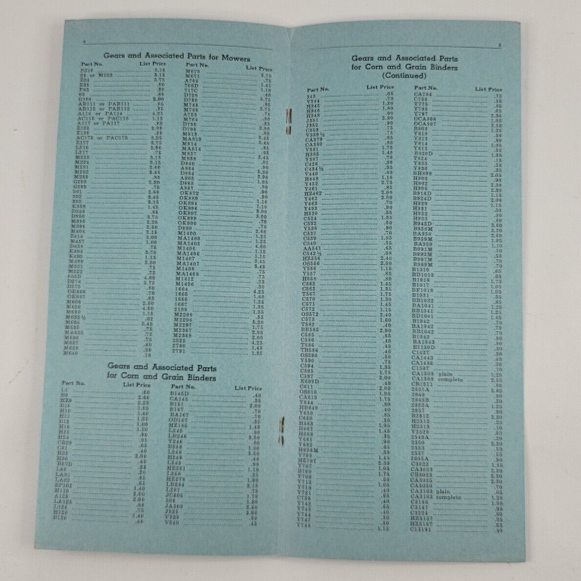 1939 Illinois Iron & Bolt Co. Mowers Blades Replacement Parts Price List Indy