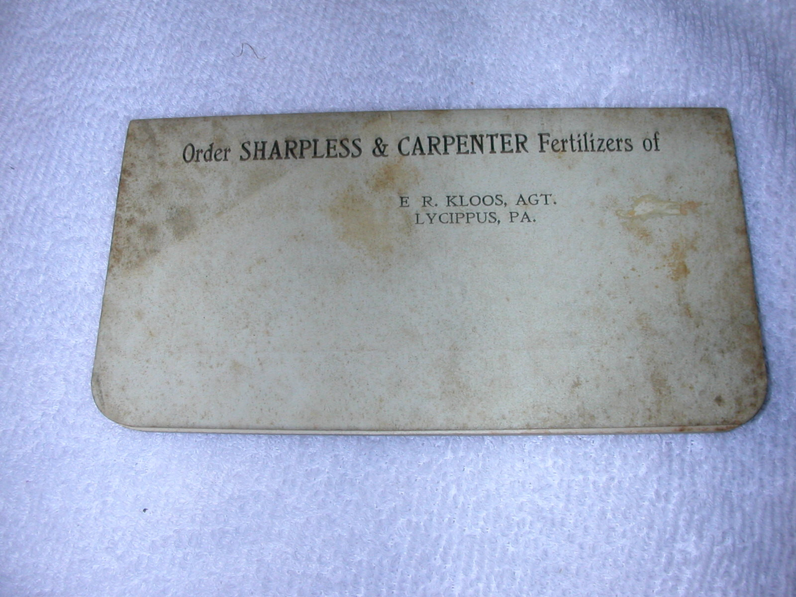 1920 Pocket Note Book Sharpless & Carpenter Fertilizers of E.R. Kloos, Agt.