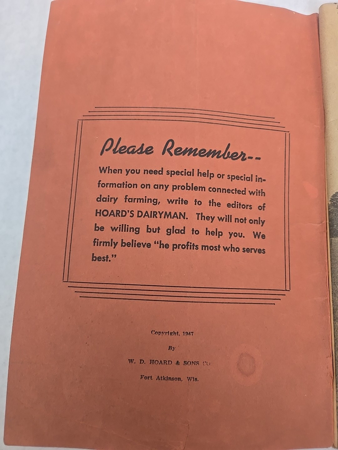 Vintage 1947 Hoard&rsquo;s Dairyman How to Treat Common Ailments of Farm Animals