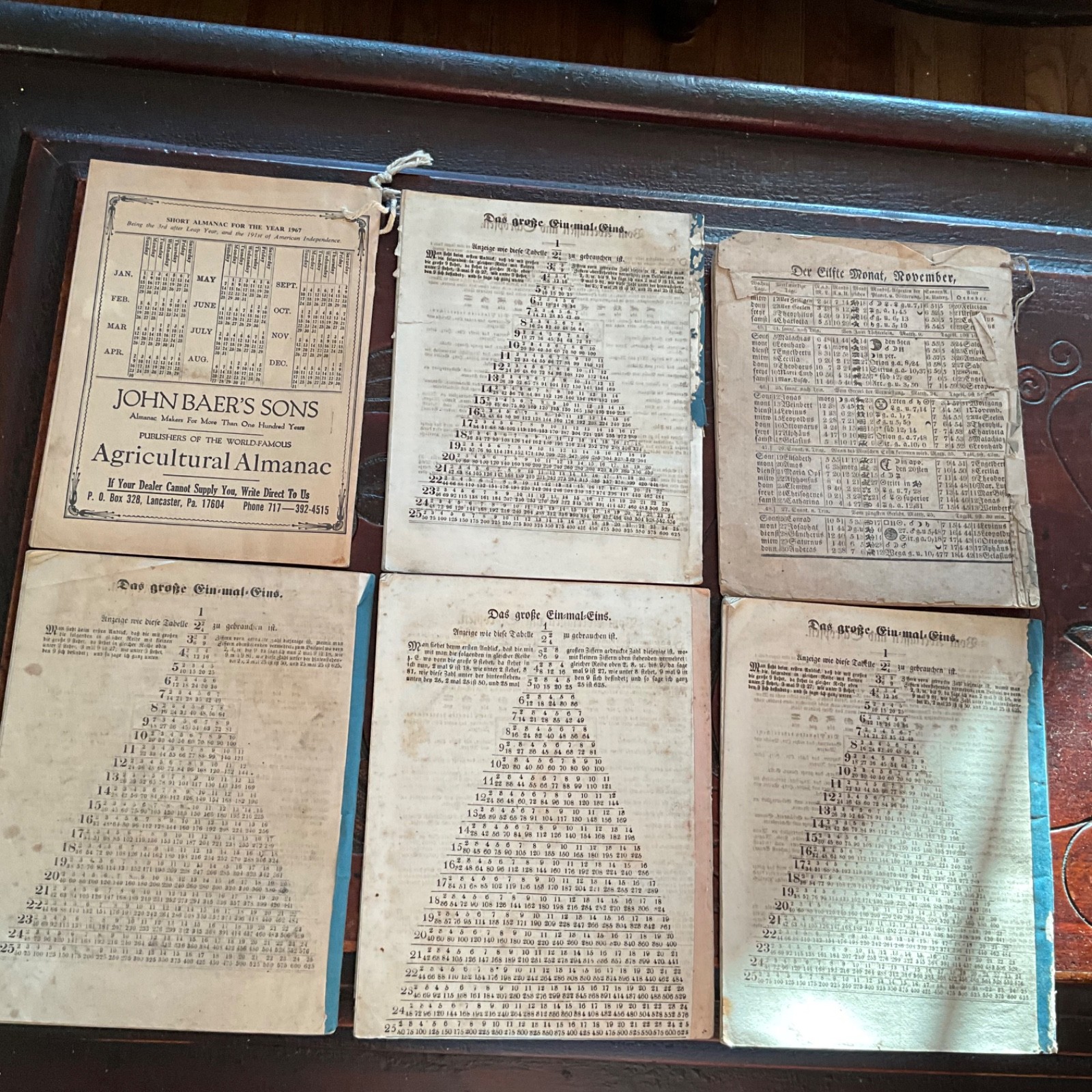 Antique LOT of 24 AGRICULTURAL ALMANACS 1837-1967 English German 19th C.