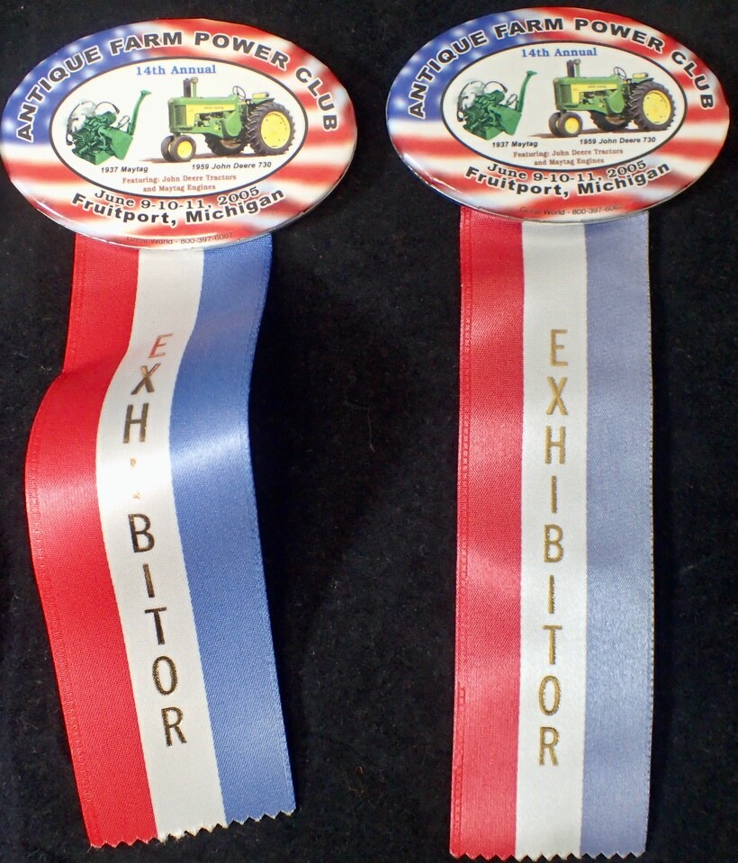 Vintage (19) ANTIQUE TRACTOR & GAS STEAM ENGINE SHOW Button Pins Ribbons Plaques