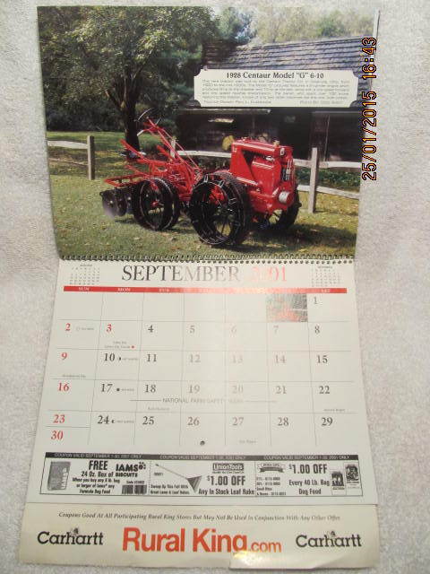 Vintage American Tractors 2001 Calendar W/Full-Page Color Photos by Rural King