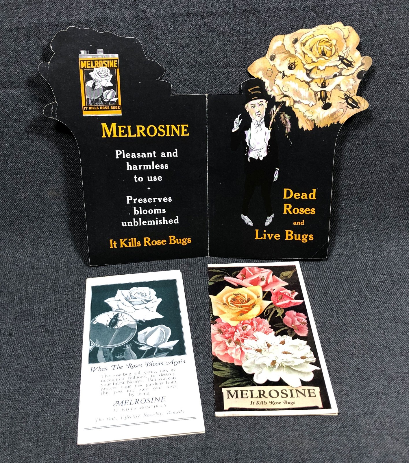 MELROSINE Kills Rose Bugs Advertising Paper Ephemera Lot Brochures Blooming