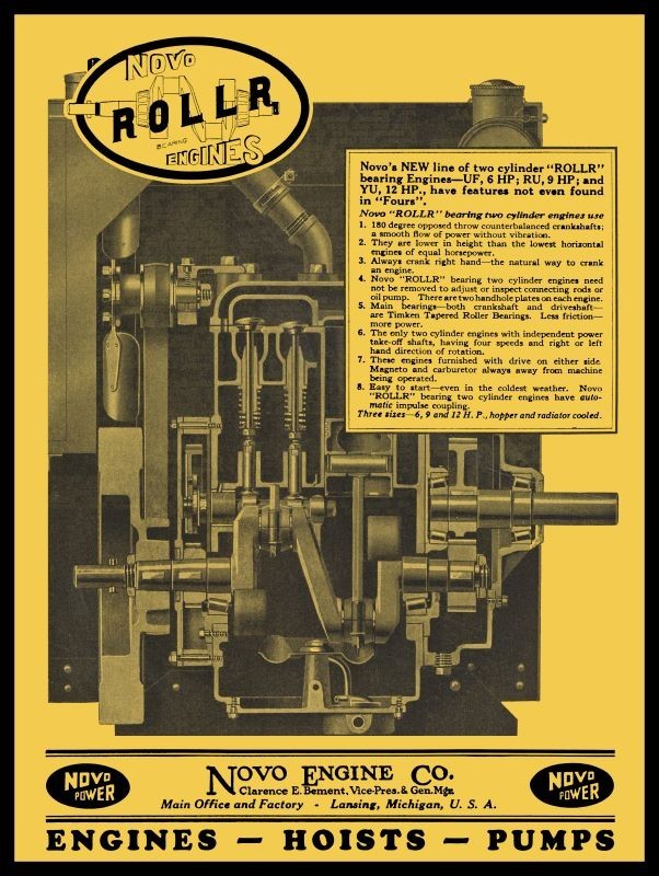 1927 NOVO Engine Co. Lansing MI Rollr Engines NEW METAL SIGN: 12×16 Ships Free
