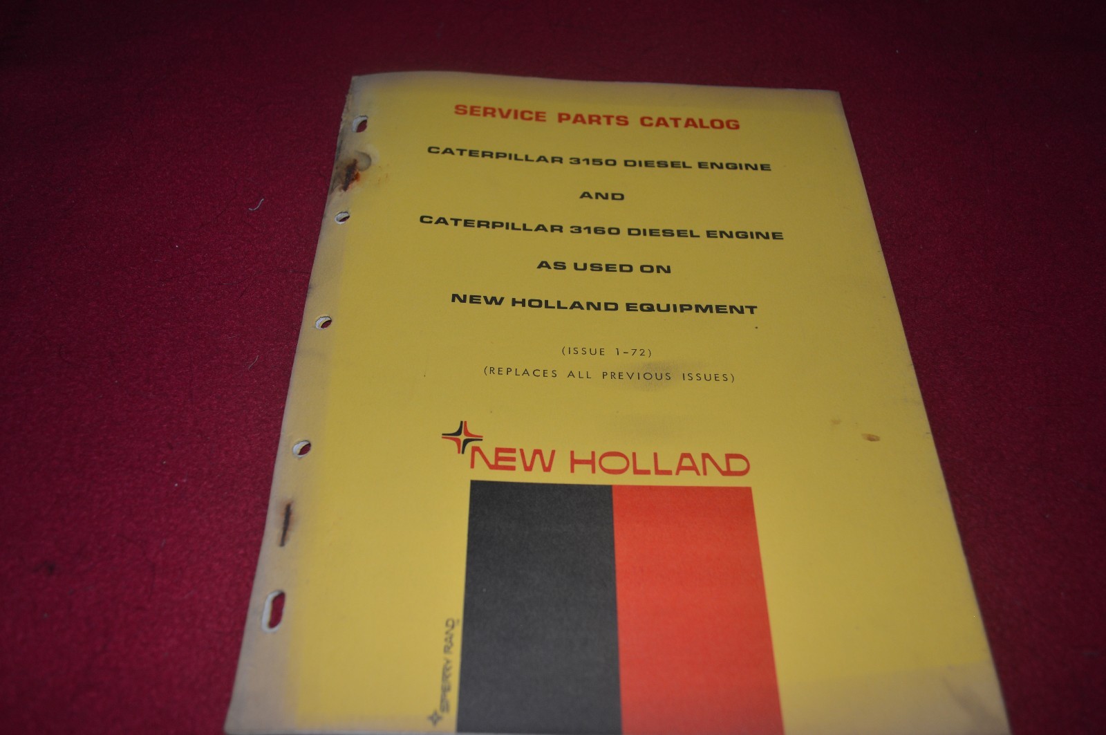 New Holland 3150 3160 Caterpillar Diesel Engine Dealer&rsquo;s Parts Book DCPA6